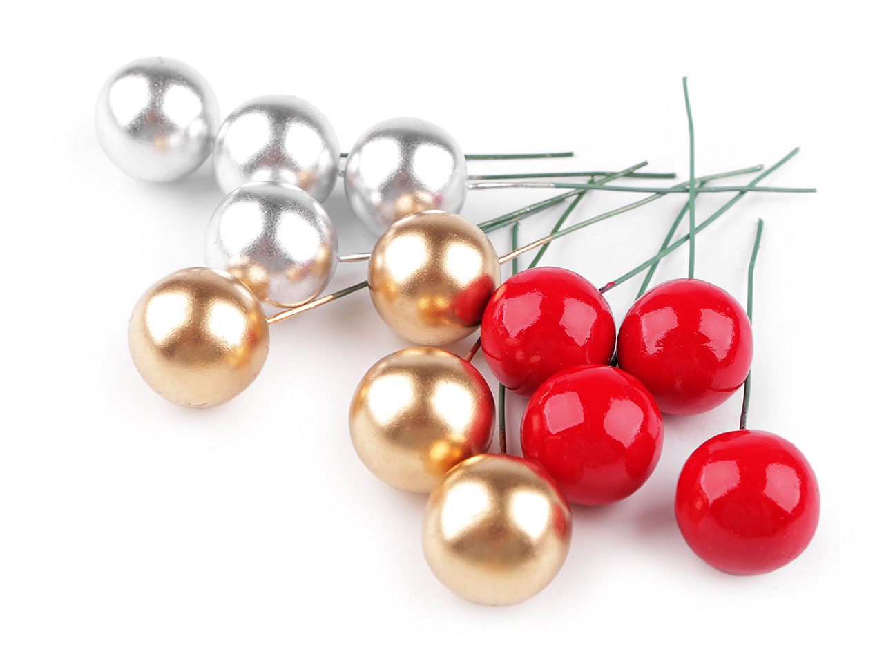 Bobițe decorative artificiale pe sârmă ø2 cm - Argintiu (10 Bucăți) Bobițe decorative artificiale pe sârmă ø2 cm - Argintiu (10 Bucăți)