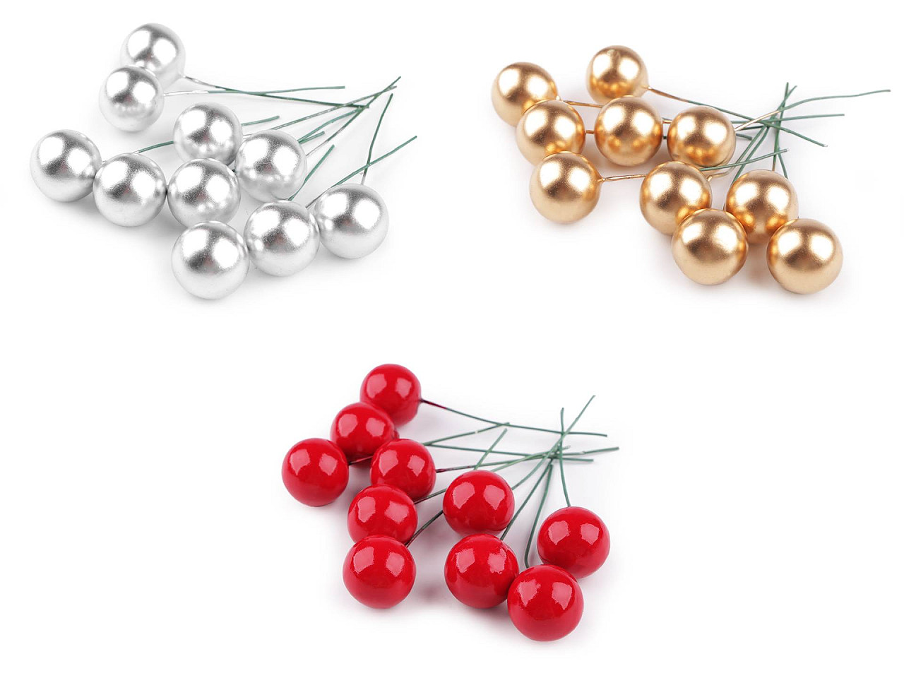 Bobițe decorative artificiale pe sârmă ø2 cm - Argintiu (10 Bucăți) Bobițe decorative artificiale pe sârmă ø2 cm - Argintiu (10 Bucăți)