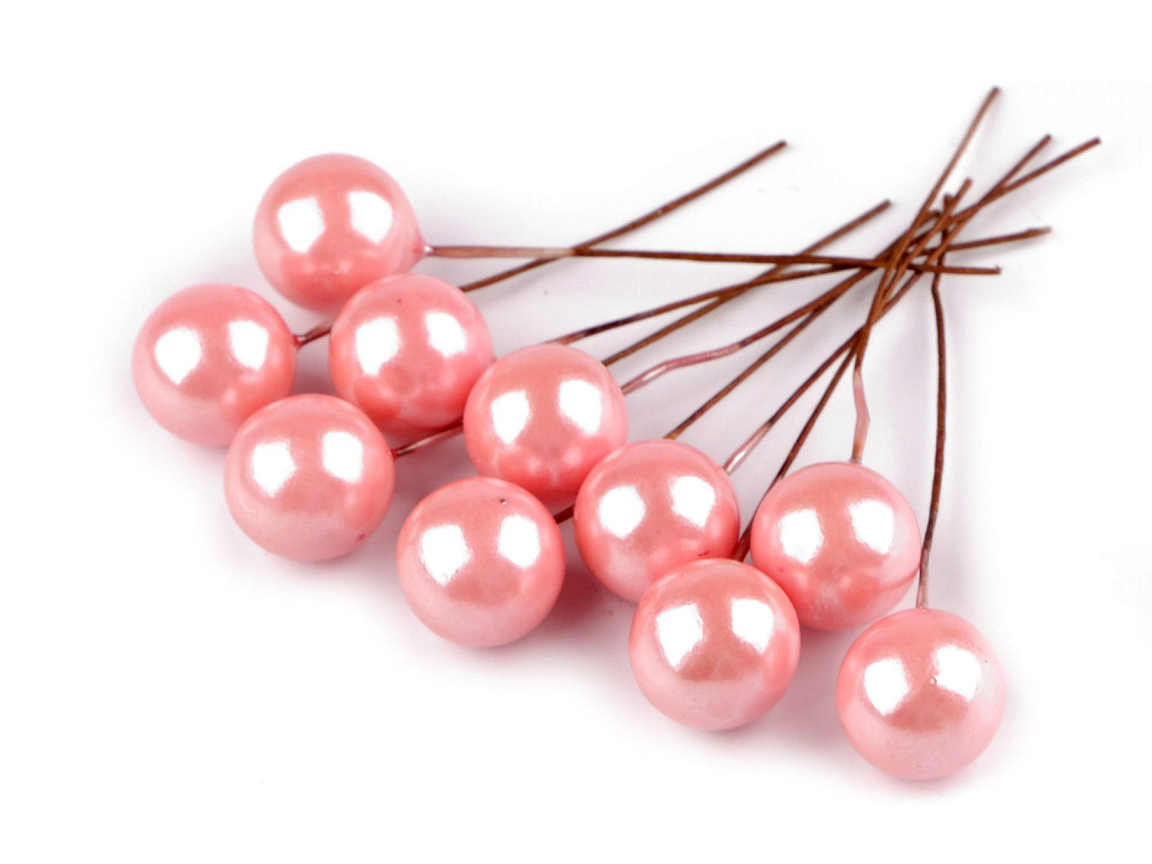 Bobițe decorative artificiale pe sârmă ø1,5 cm - Roz pudrat (120 Bucăți) Bobițe decorative artificiale pe sârmă ø1,5 cm - Roz pudrat (120 Bucăți)