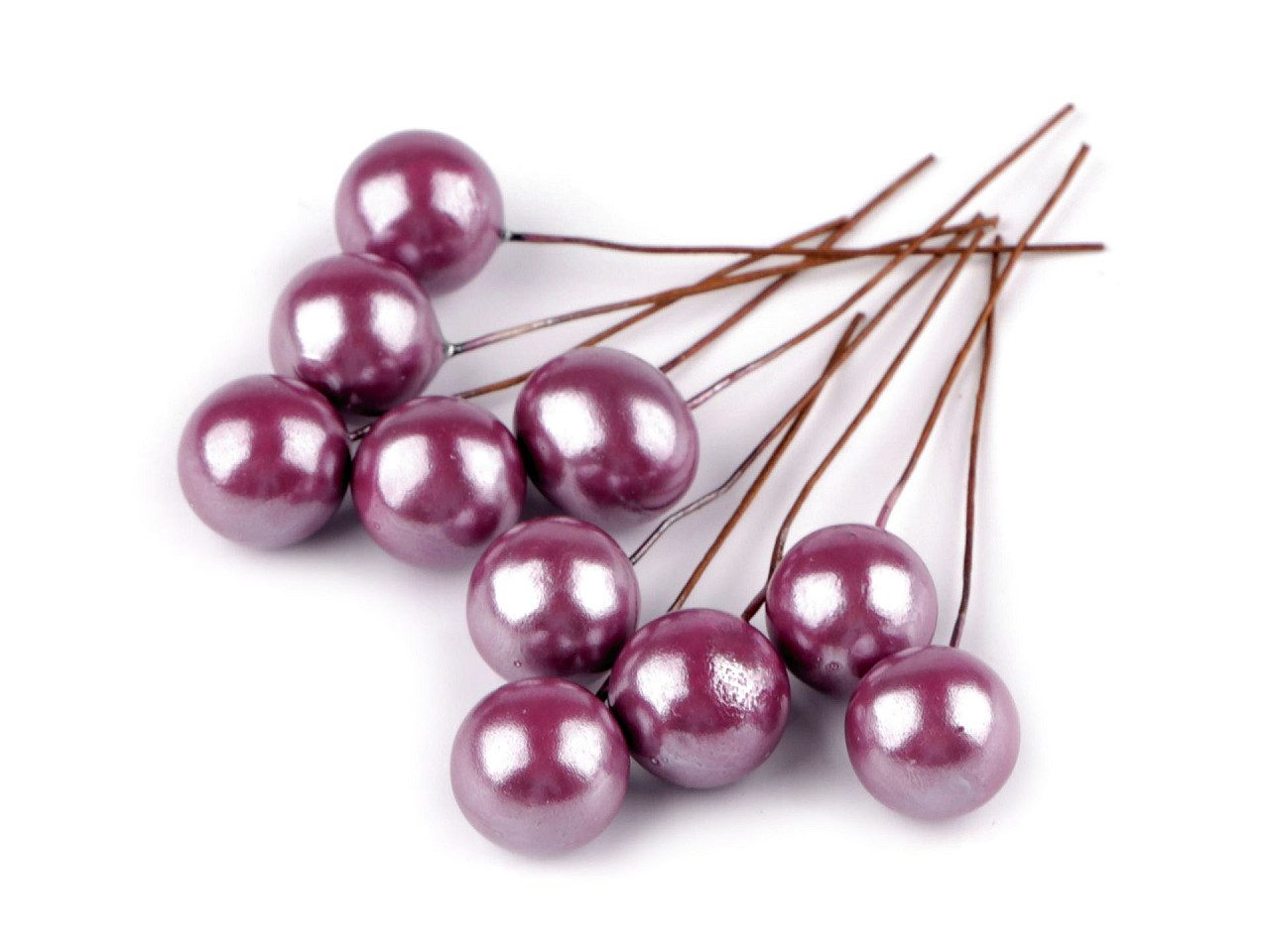 Bobițe decorative artificiale pe sârmă ø1,5 cm - Roz pudrat (120 Bucăți) Bobițe decorative artificiale pe sârmă ø1,5 cm - Roz pudrat (120 Bucăți)