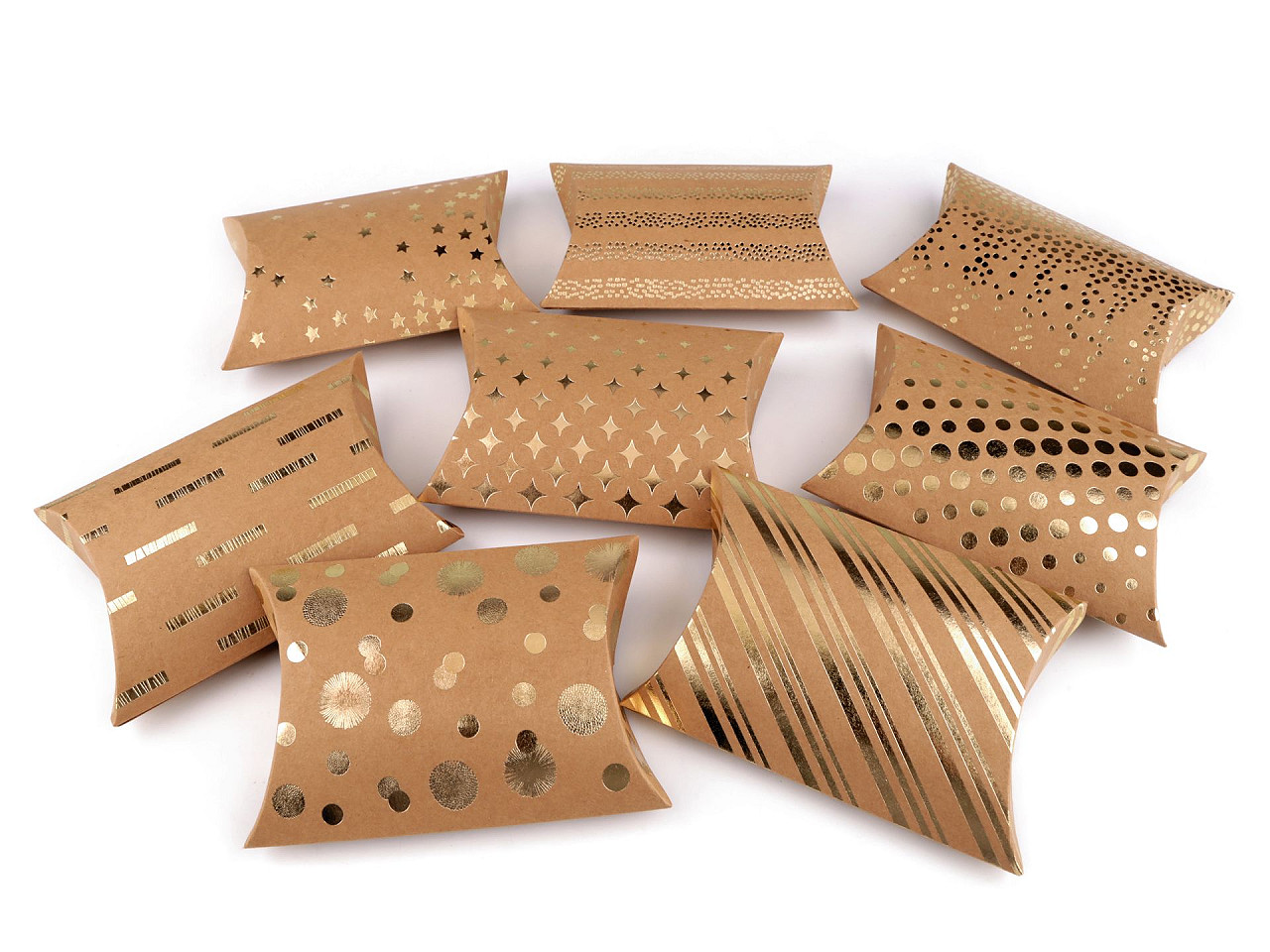 Cutie cadou cu imprimeu metalic - Maro natural (2 Bucăți)