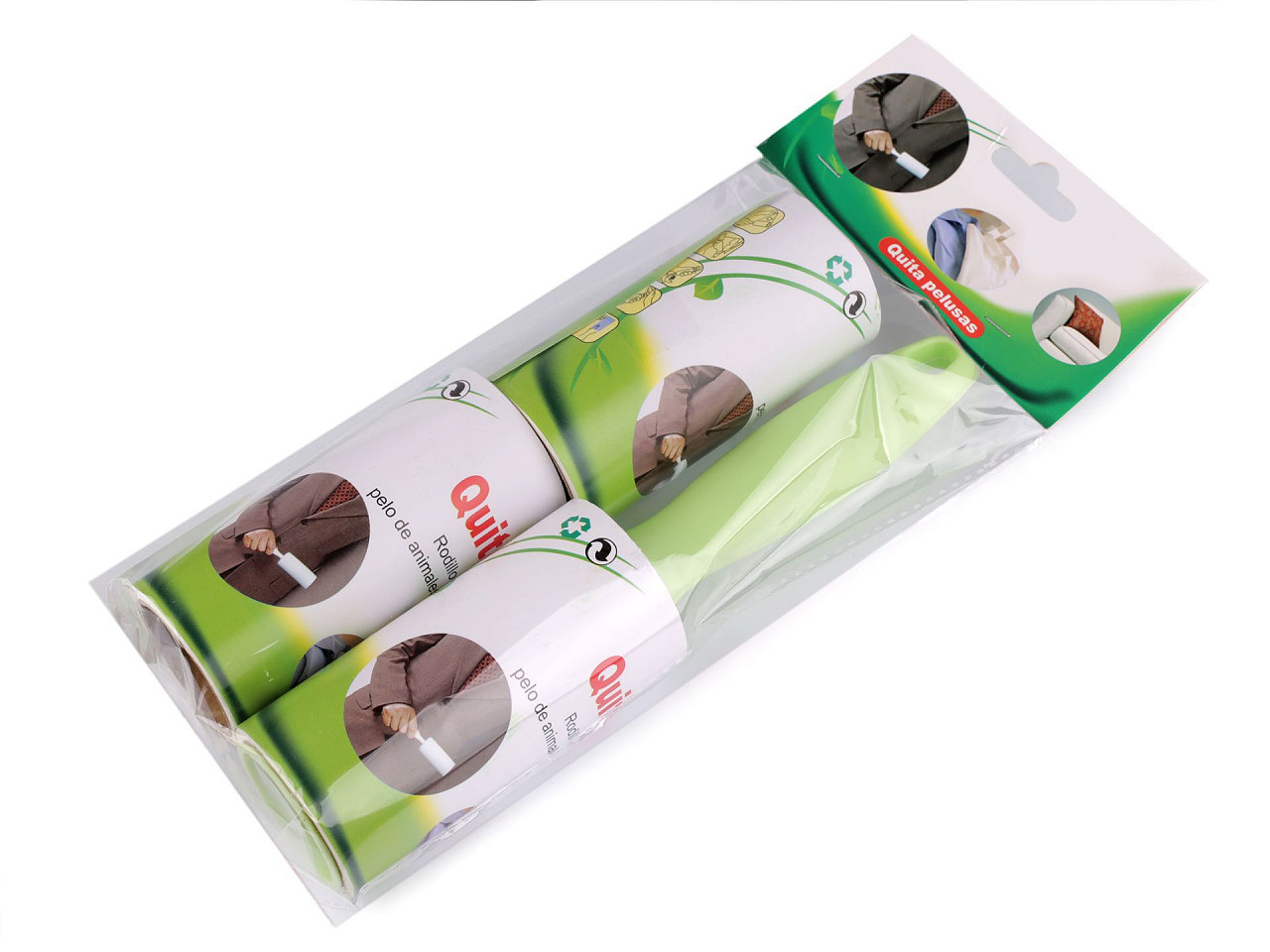 Rolă de curățare textie autoadezivă + 2 rezerve de rezervă - Verde deschis (1 Set)