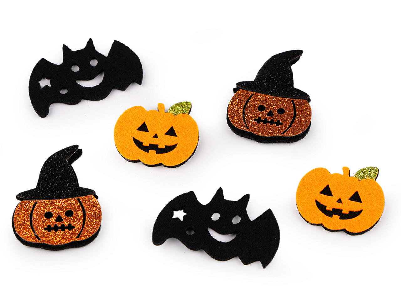 Aplicații de pâslă cu sclipici, halloween - Mix (12 Bucăți)