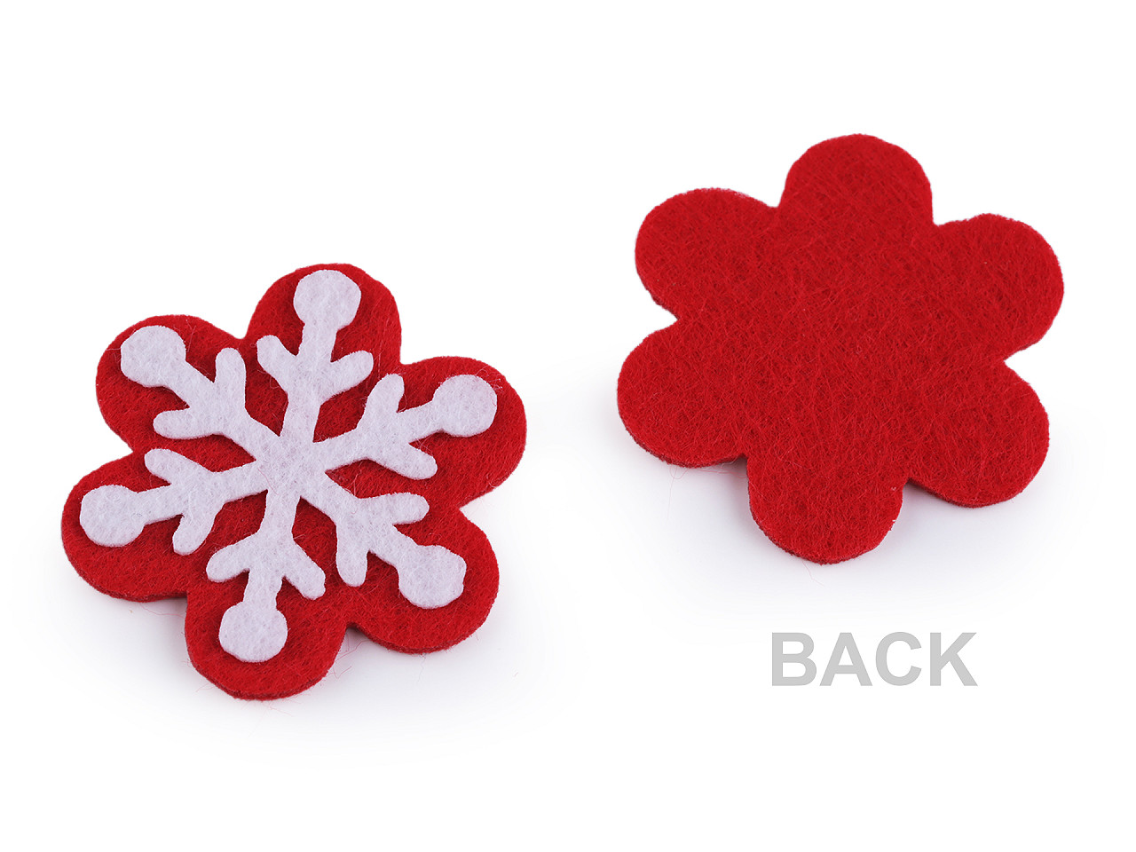 Fulgi de zăpadă din pâslă de crăciun ø50 mm - Roșu (10 Bucăți)