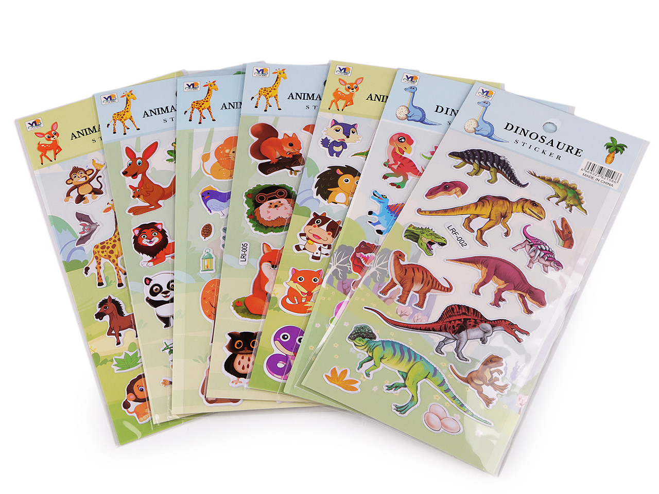 Autocolante din plastic - animale, pisici, cosmonauți, dinozauri - Conform imaginii (1 Card)