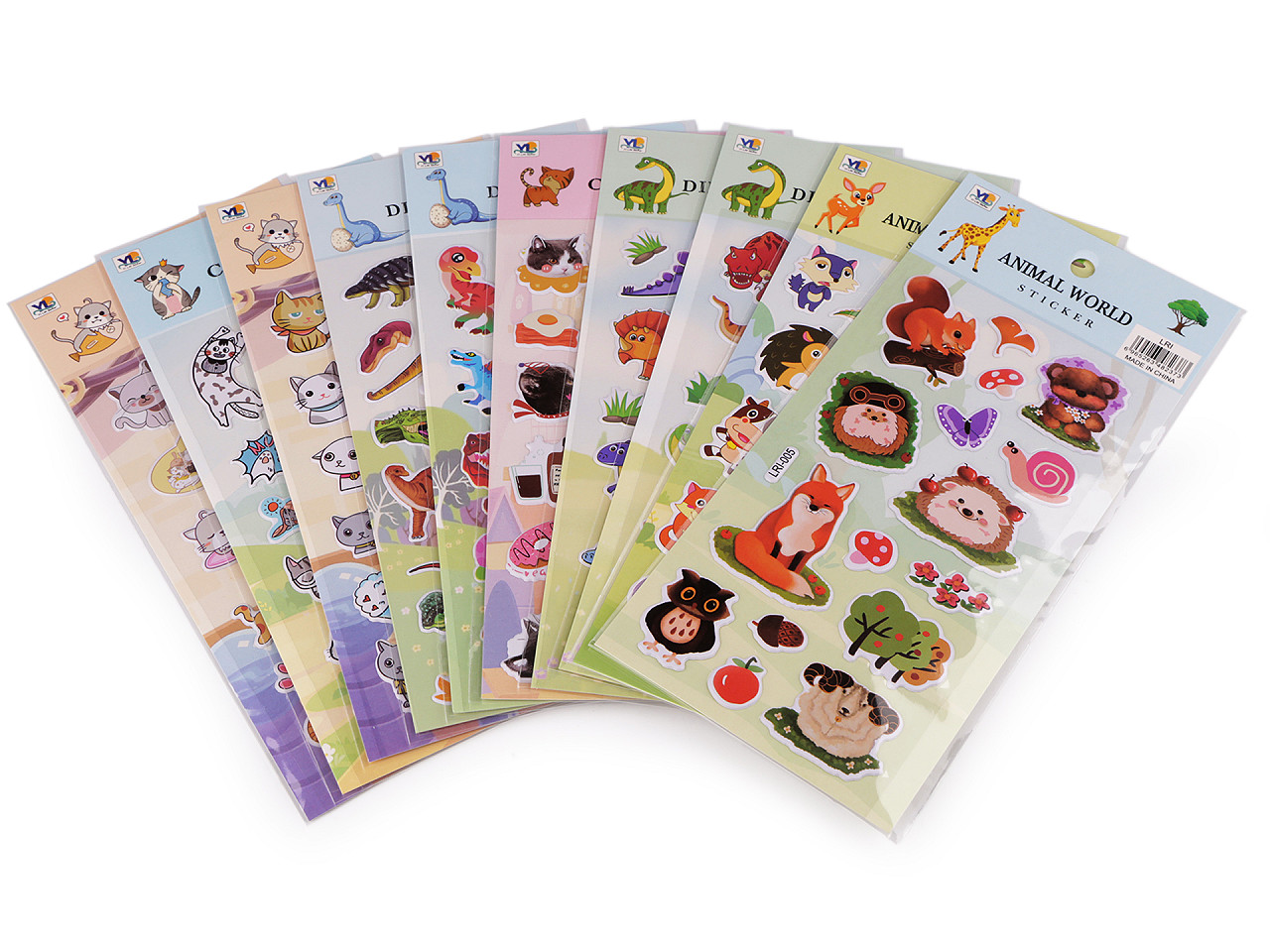 Autocolante din plastic - animale, pisici, cosmonauți, dinozauri - Conform imaginii (1 Card)