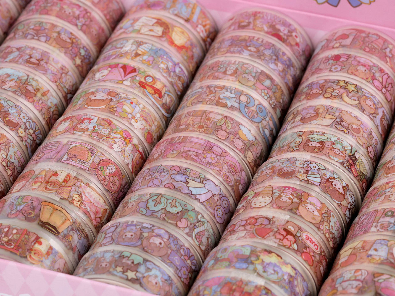 Bandă adezivă decorativă cu motiv pentru copii, lățime 15 mm - Mix (60 Bucăți)