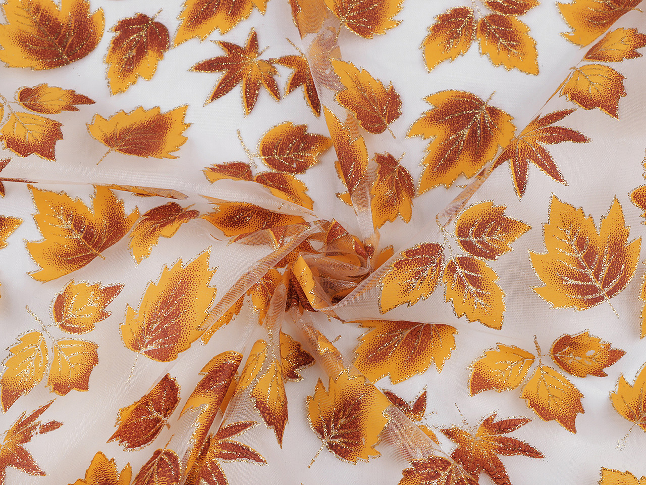 Organza cu sclipici - Orange-yellow (1 Metru)