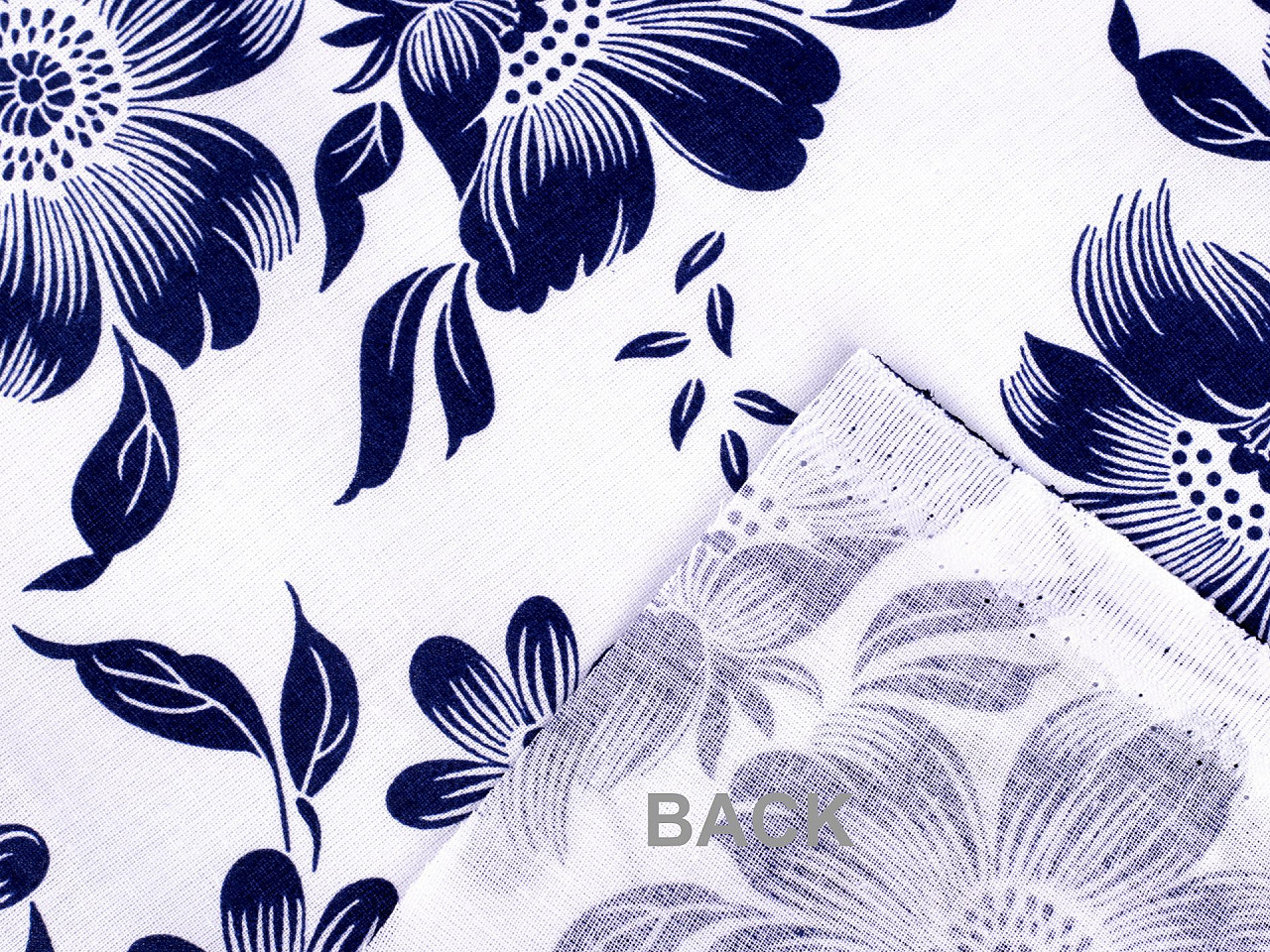 Țesătură de bumbac / pânză flori albastre - Albastru închis (1 Metru)