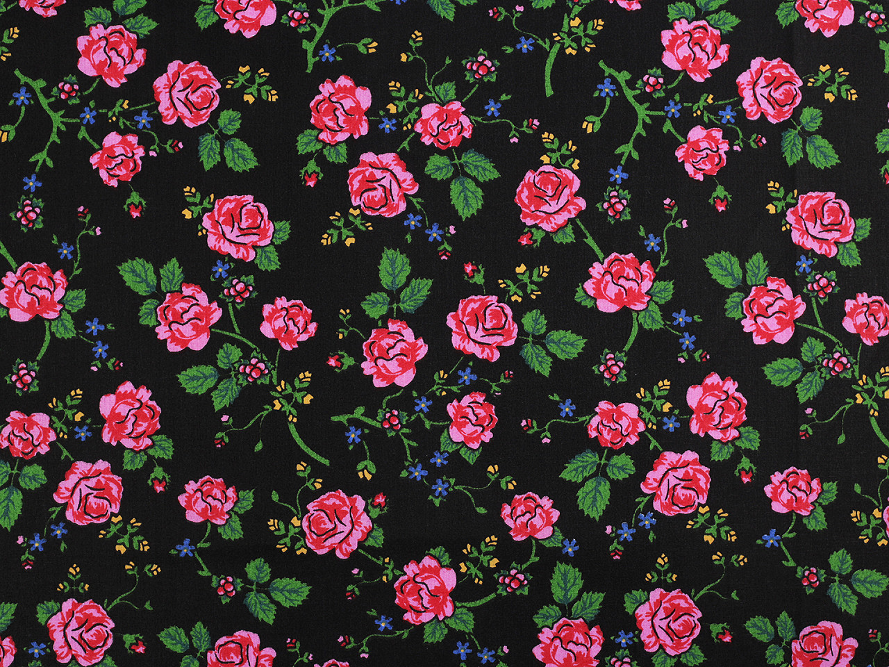 Țesătură de bumbac / pânză trandafir folclor - Roșu (1 Metru)