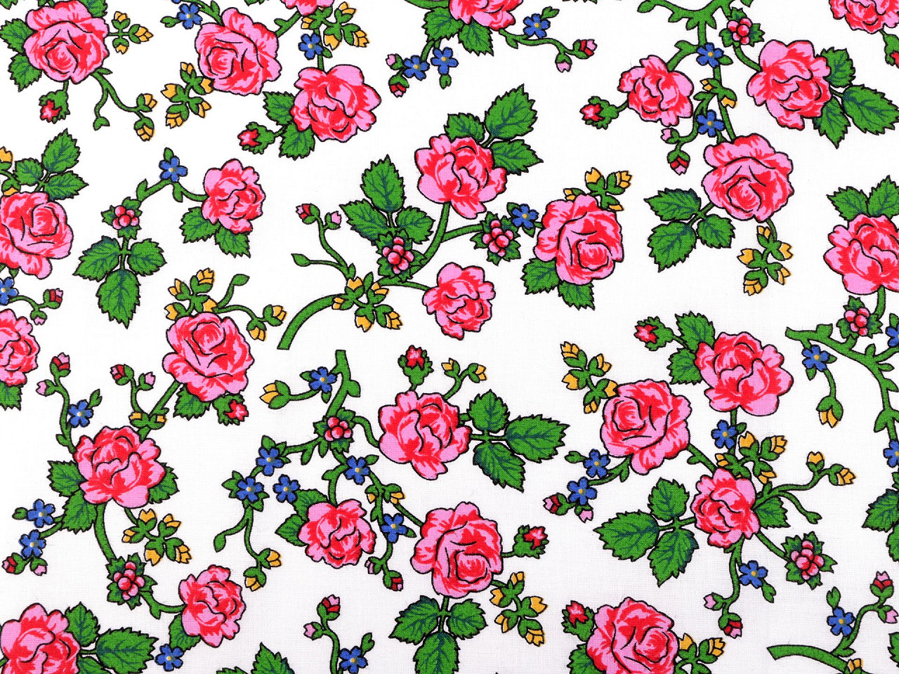 Țesătură de bumbac / pânză trandafir folclor - Roșu (1 Metru)