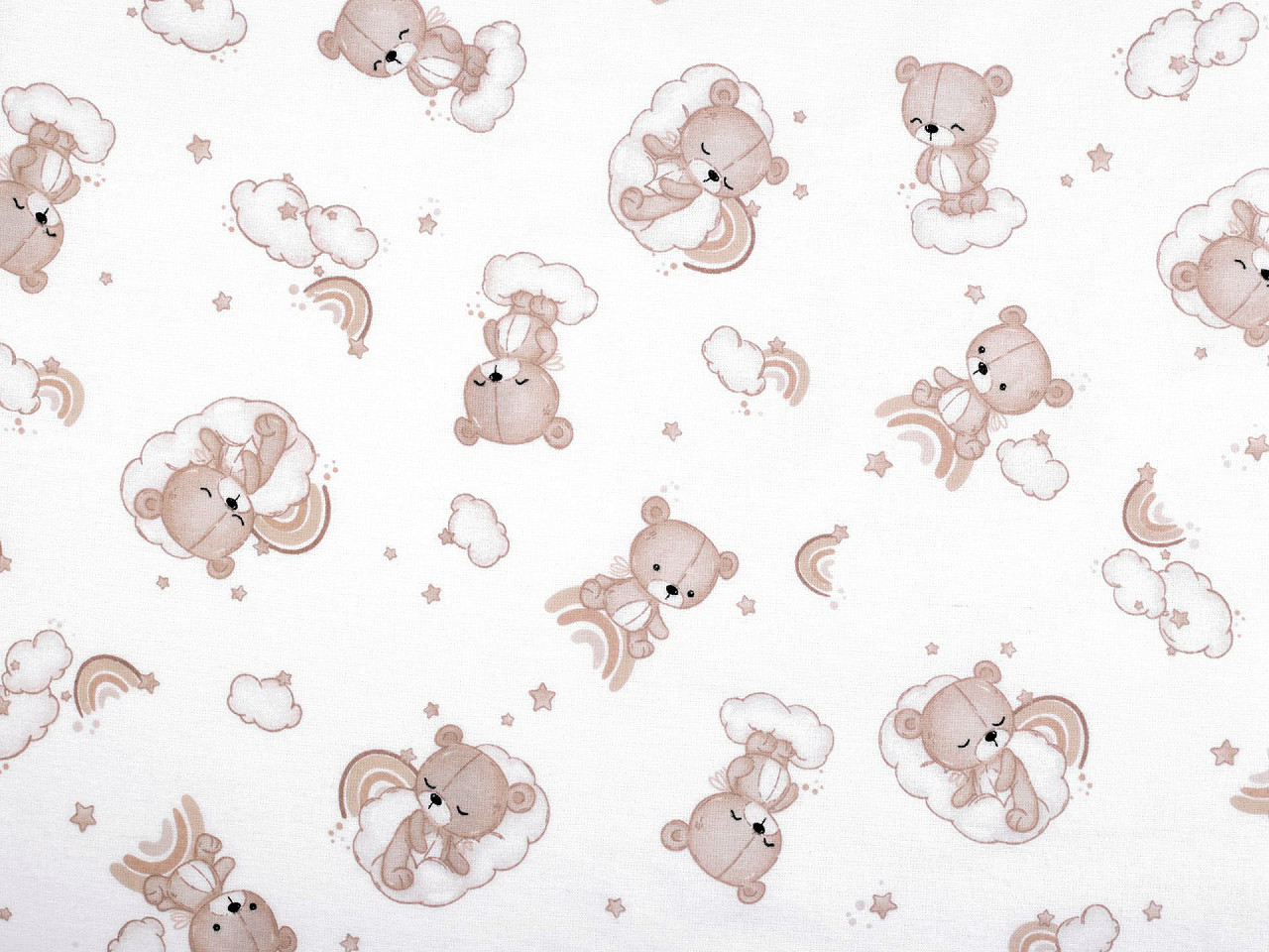 Bumbac flanelat ursuleț - Alb (1 Metru)