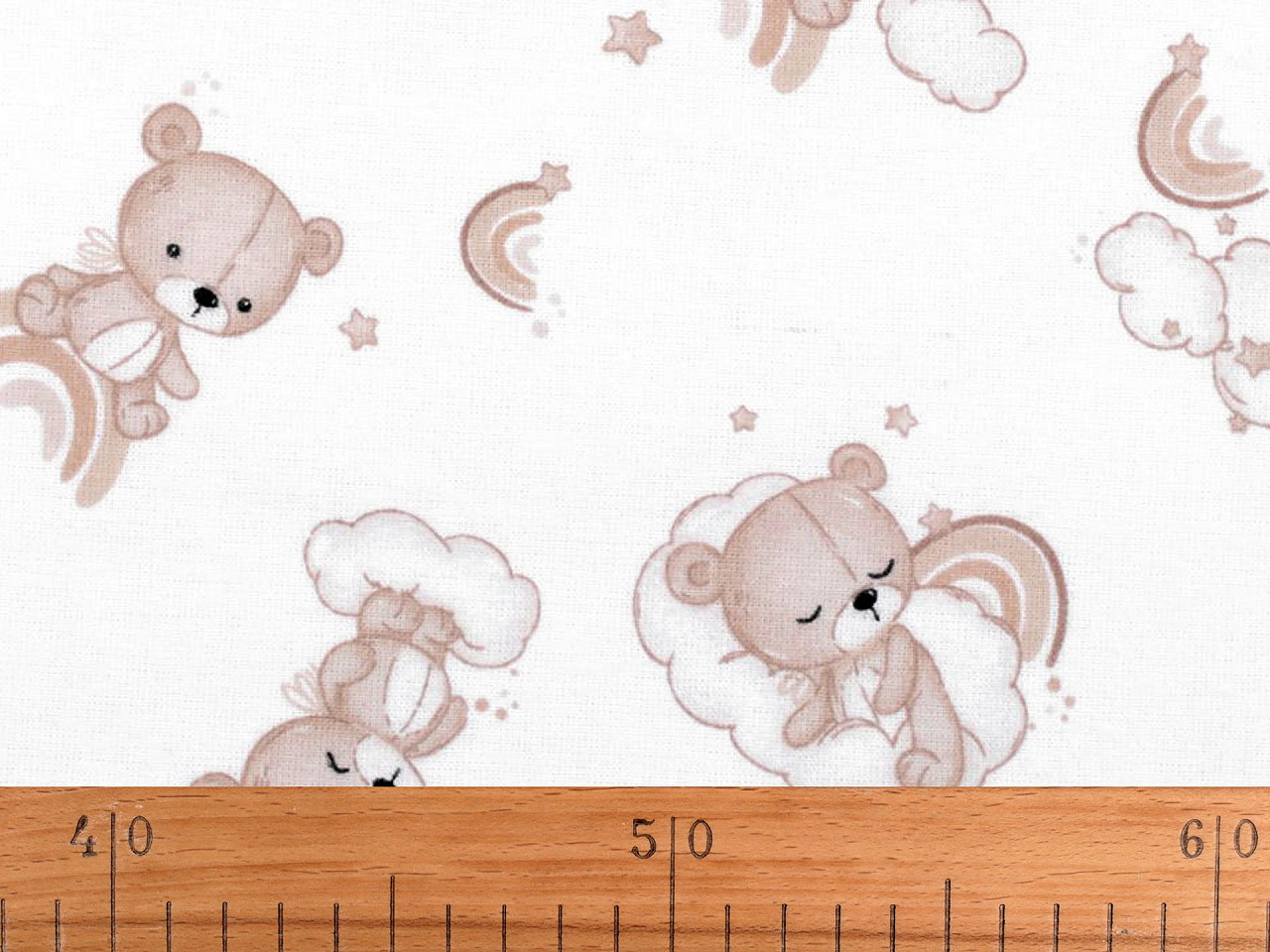 Bumbac flanelat ursuleț - Alb (1 Metru)