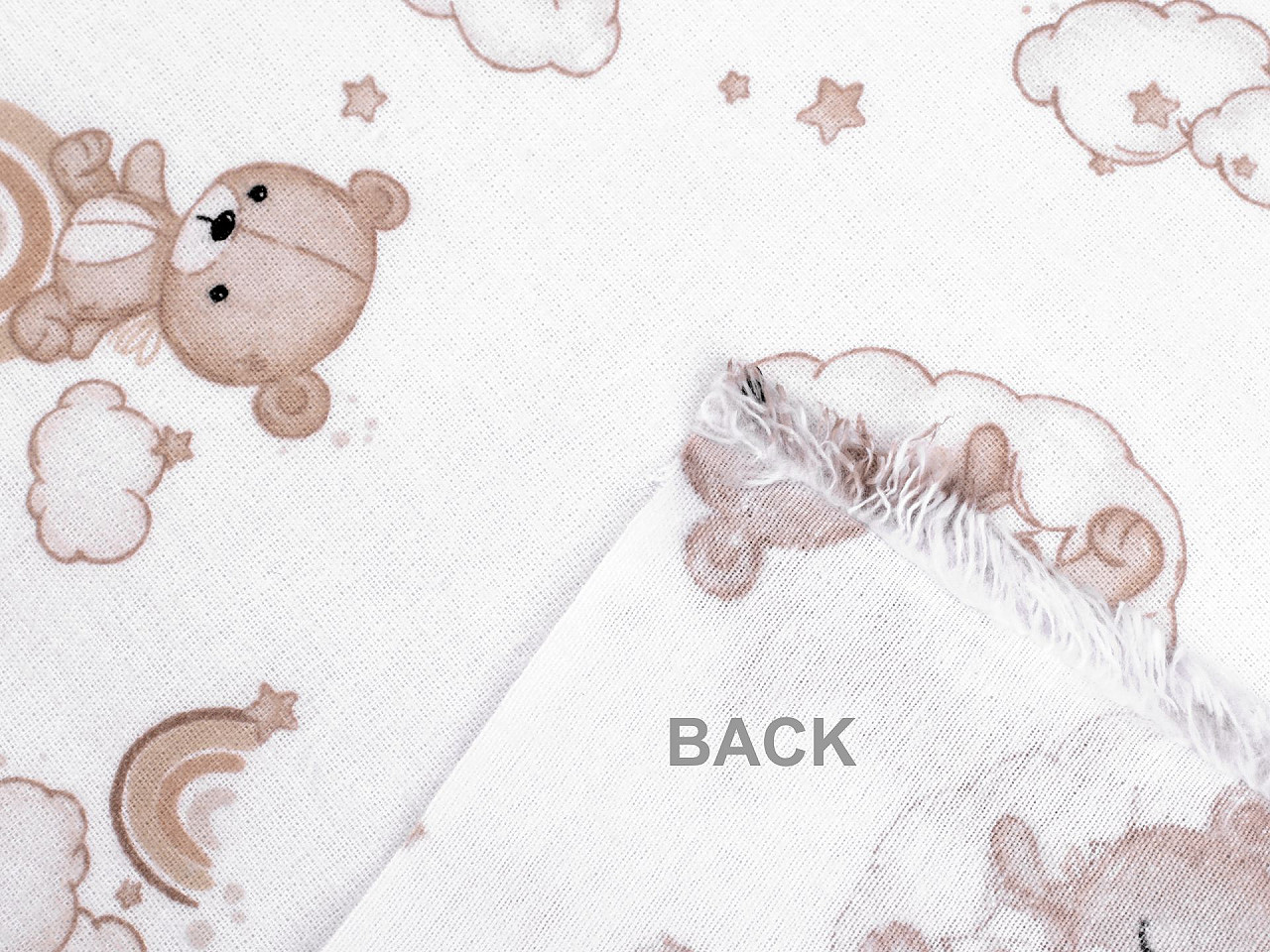 Bumbac flanelat ursuleț - Alb (1 Metru)