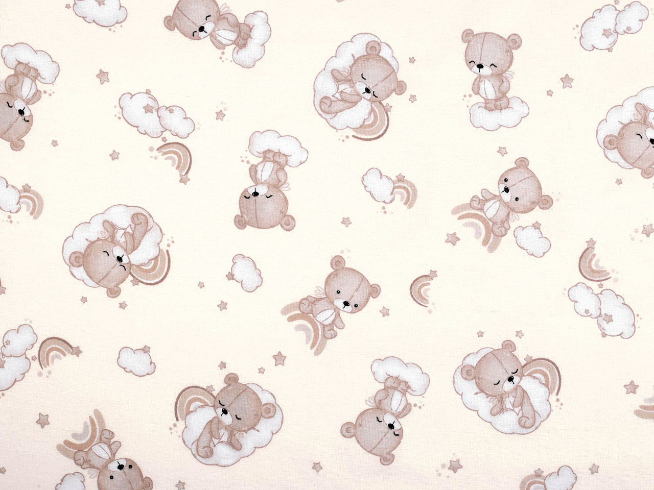 Bumbac flanelat ursuleț - Alb (1 Metru)