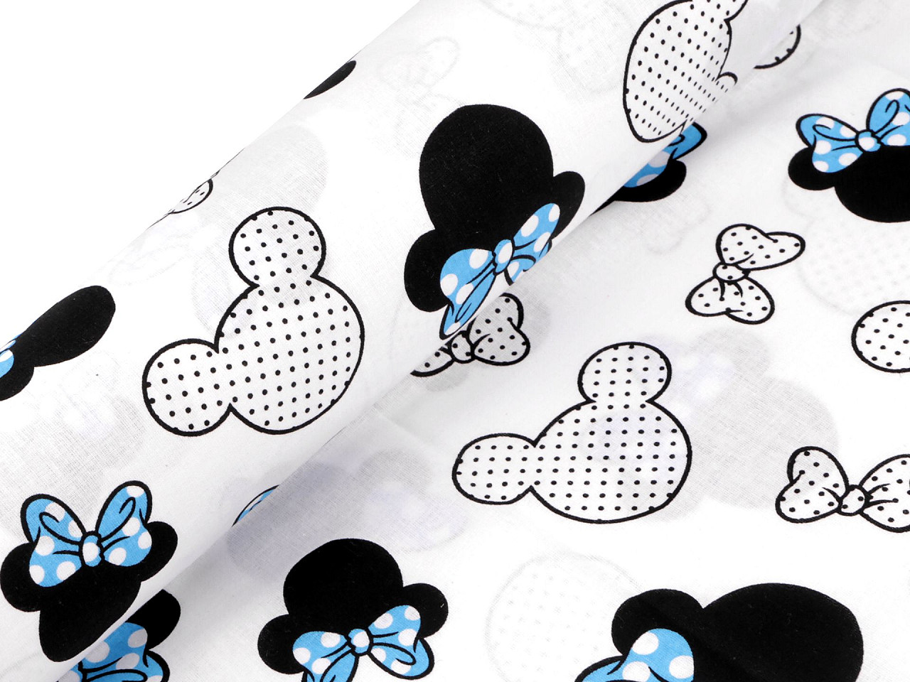 Tesatura de bumbac mickey / minnie mouse - Alb (1 Metru)