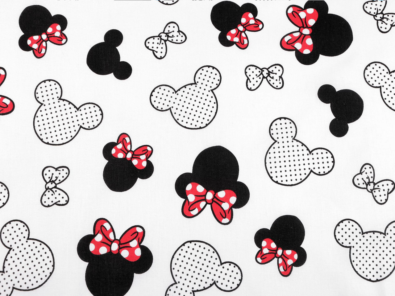 Tesatura de bumbac mickey / minnie mouse - Alb (1 Metru)