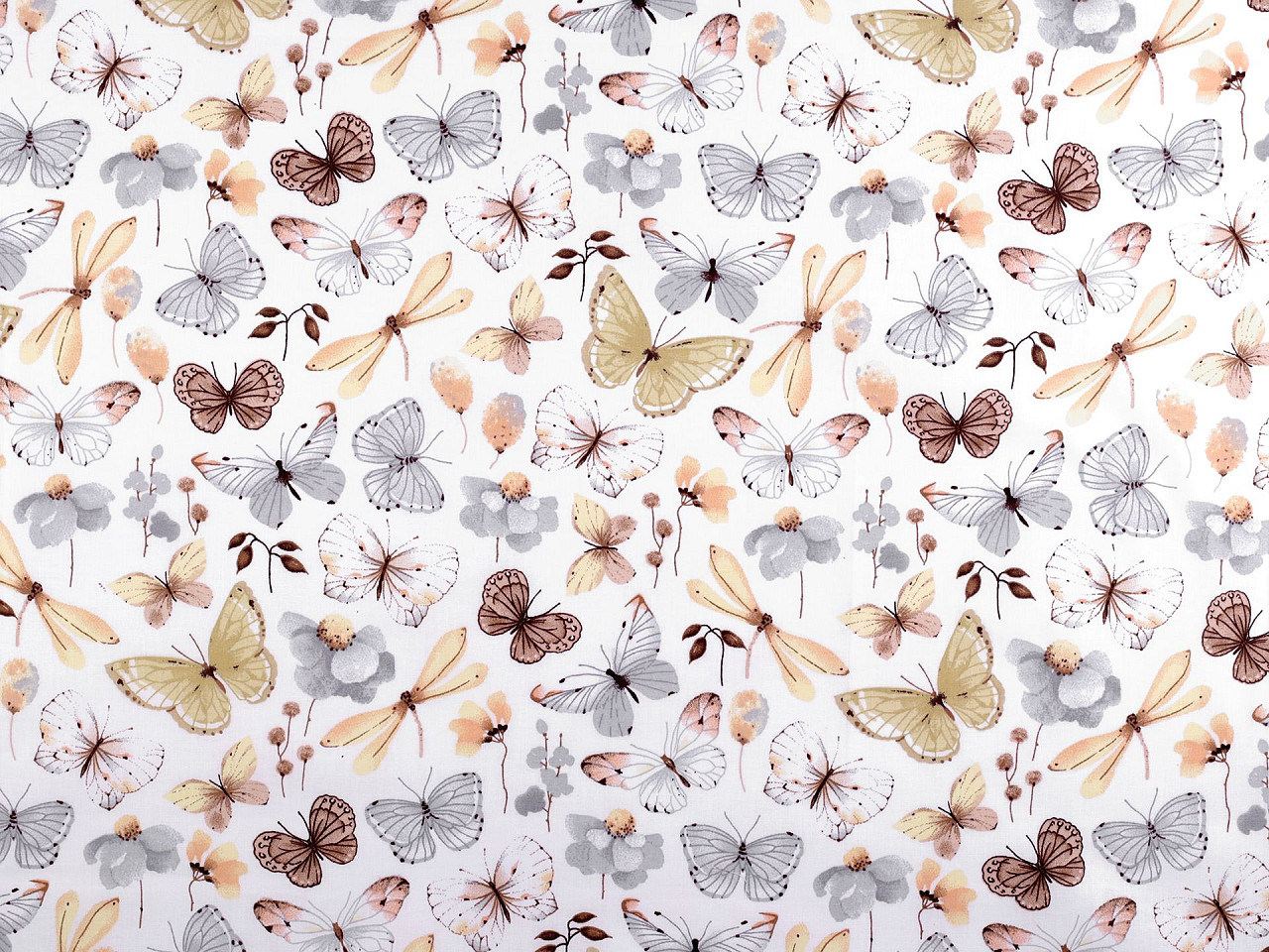 Țesătură de bumbac / pânză fluturi - Roz pudrat (1 Metru)