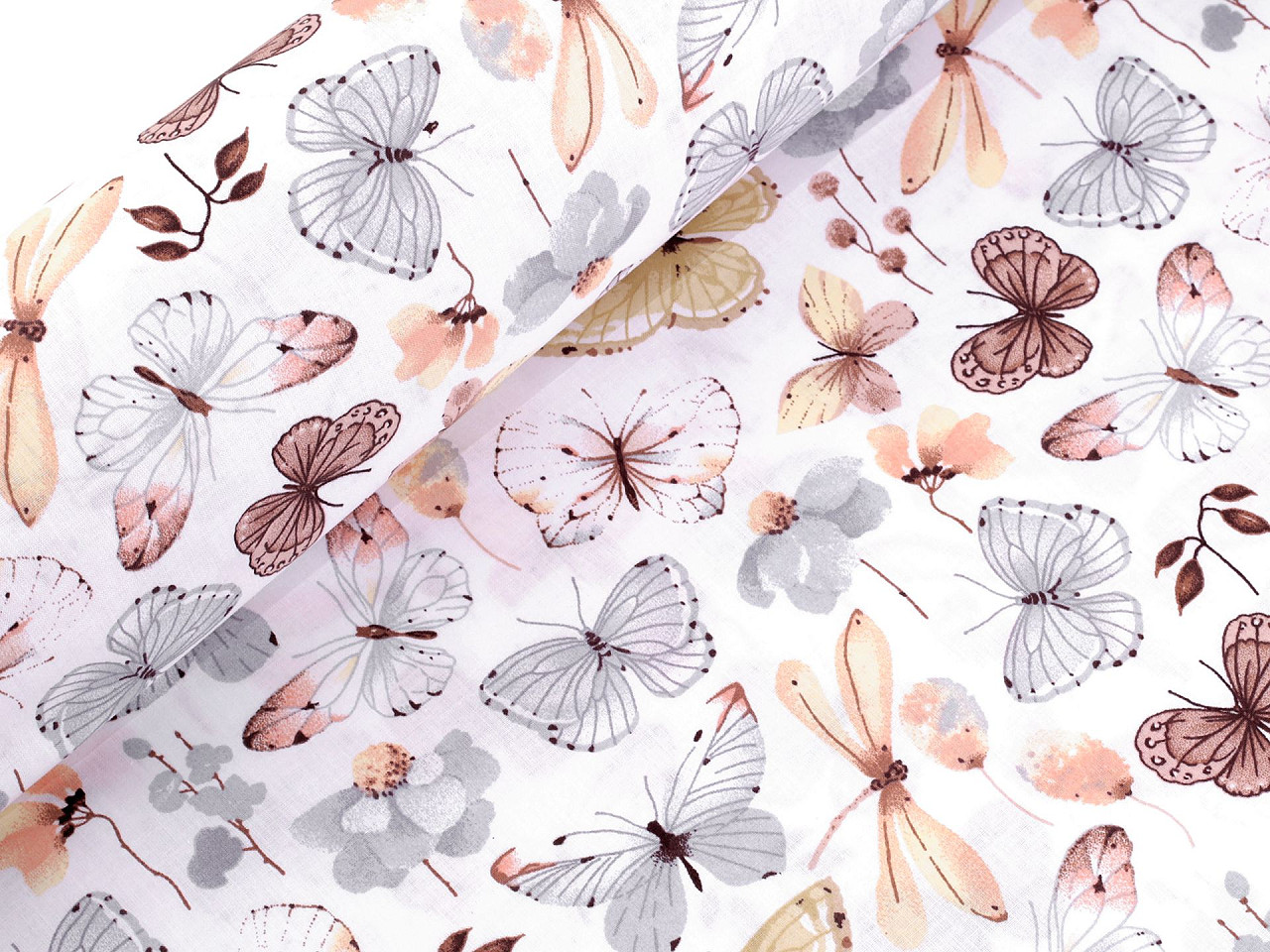 Țesătură de bumbac / pânză fluturi - Roz pudrat (1 Metru)