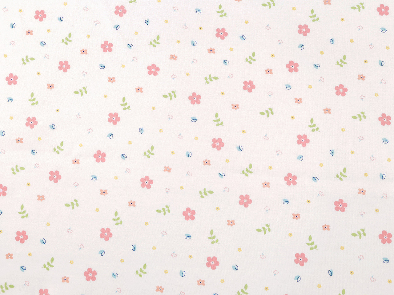 Tricot din bumbac cu flori - Off white (1 Metru)