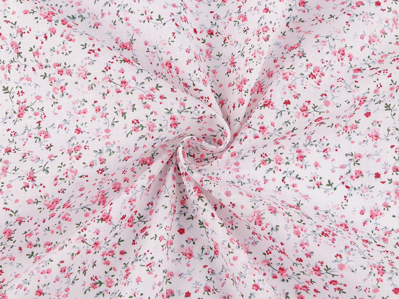 Țesătură de bumbac cu flori mici - Alb (1 Metru)