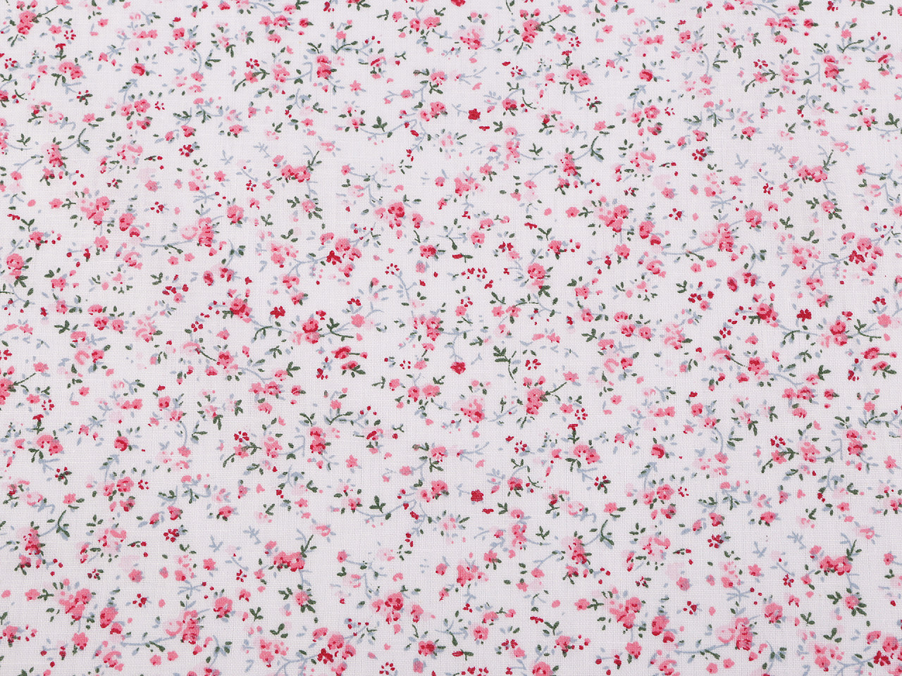 Țesătură de bumbac cu flori mici - Alb (1 Metru)