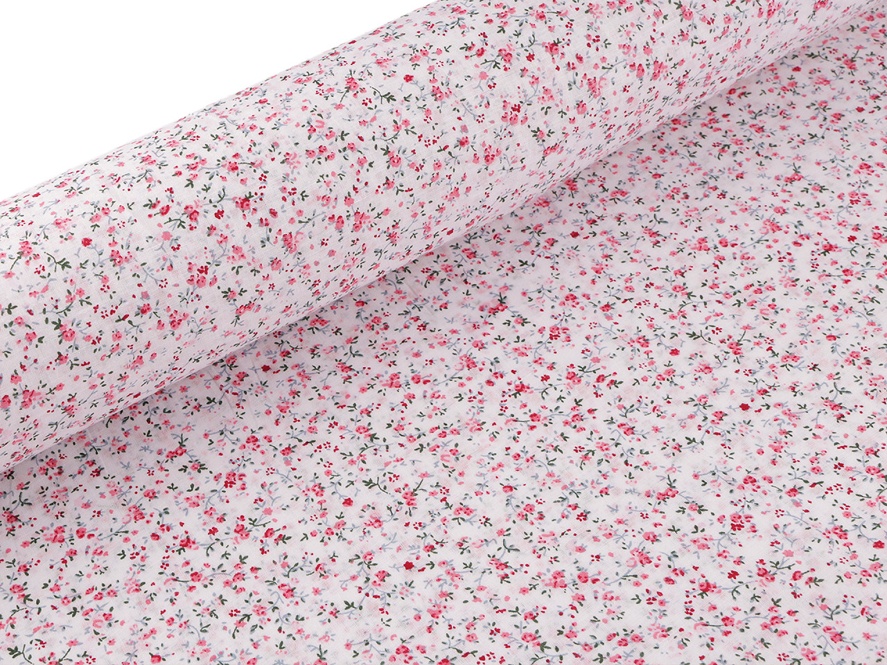 Țesătură de bumbac cu flori mici - Alb (1 Metru)