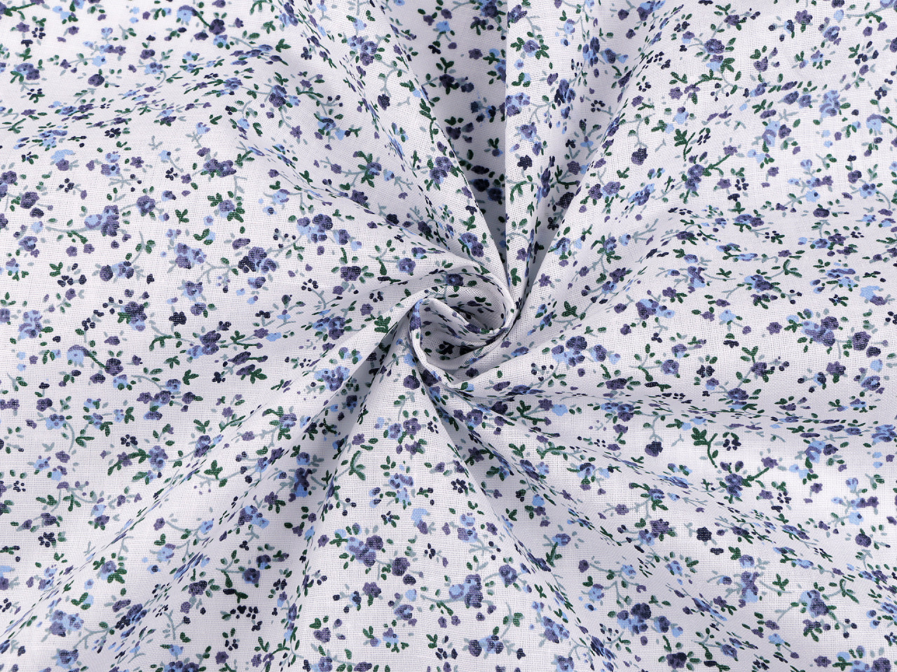 Țesătură de bumbac cu flori mici - Alb (1 Metru)