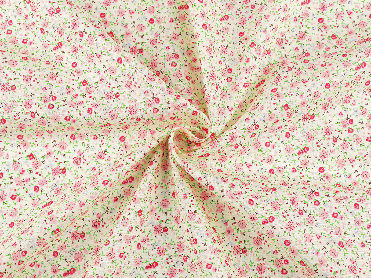 Țesătură de bumbac cu flori mici - Alb (1 Metru)