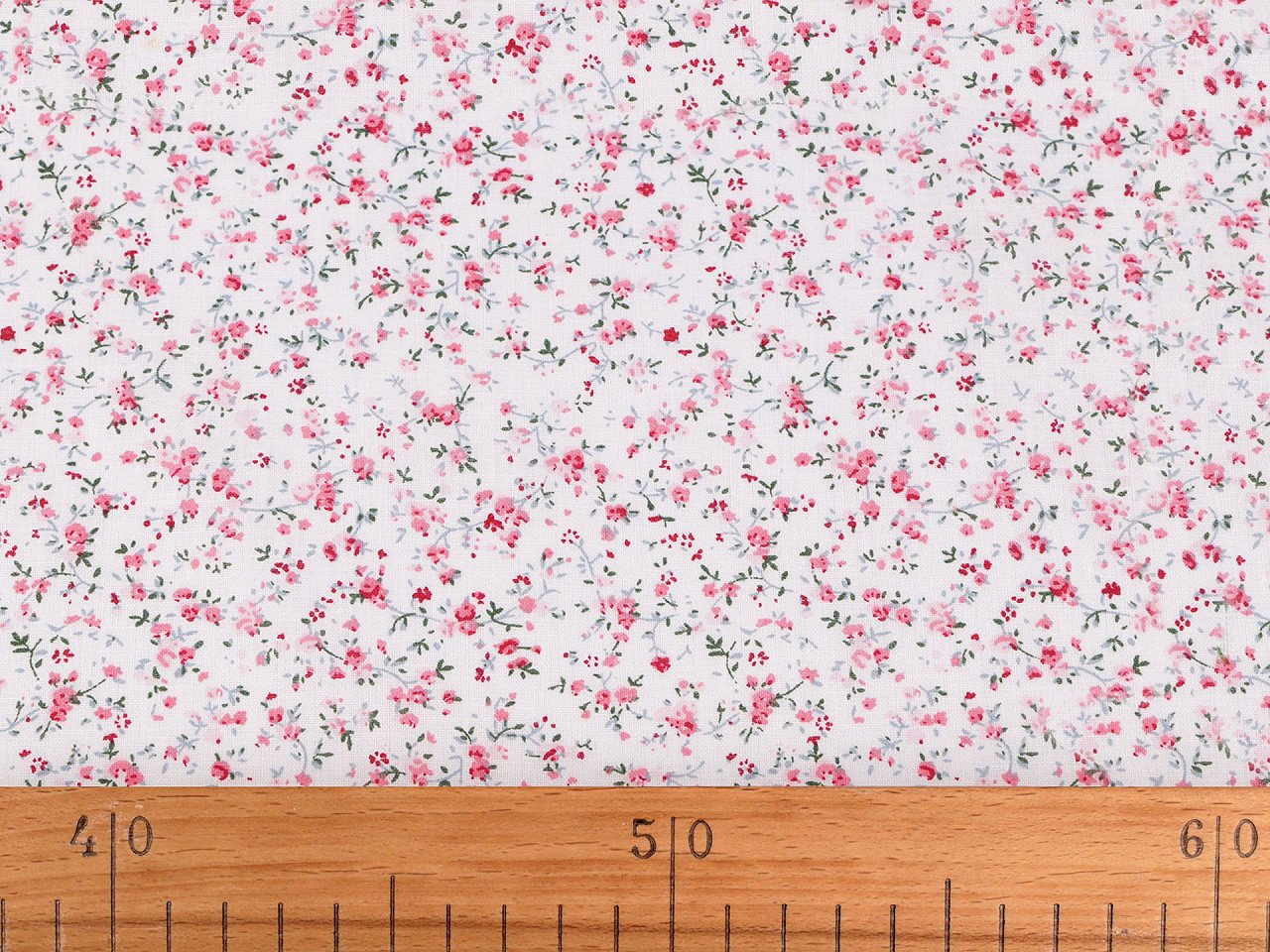 Țesătură de bumbac cu flori mici - Alb (1 Metru)