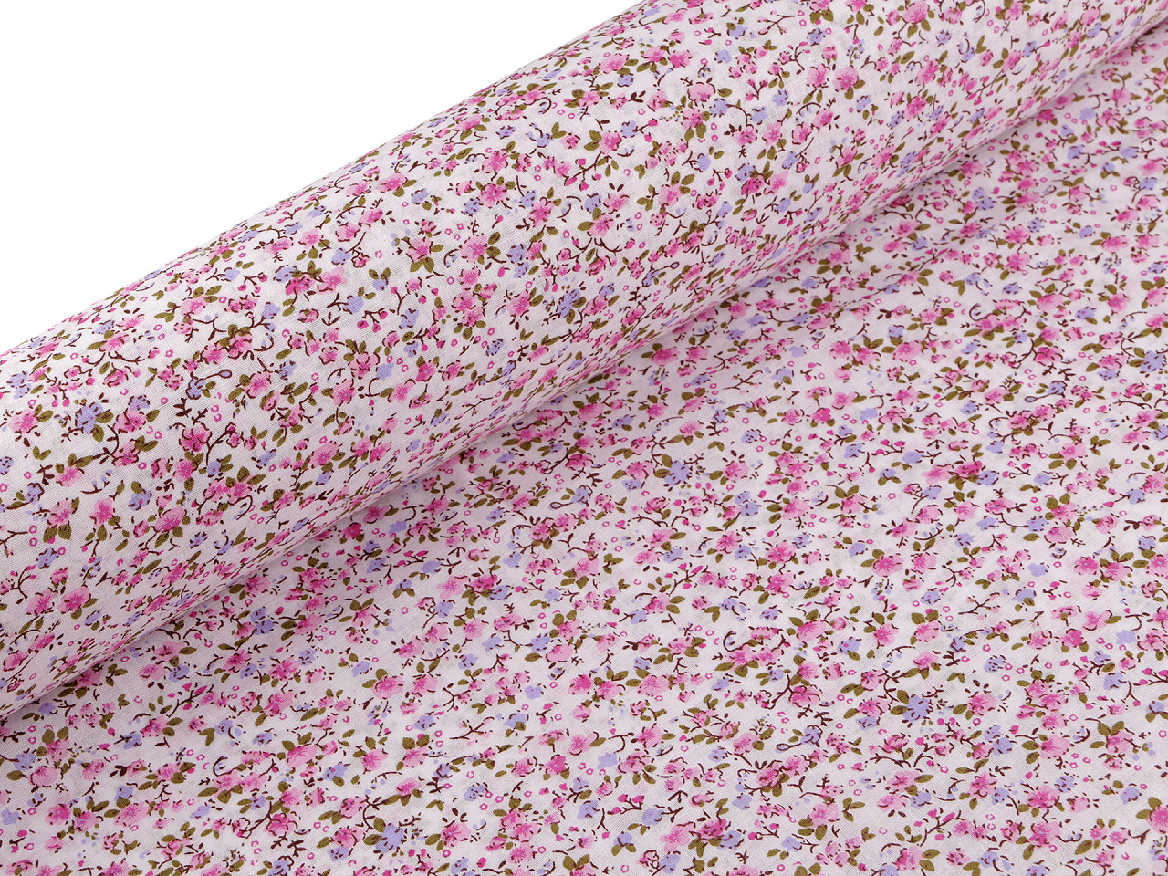 Țesătură de bumbac cu flori mărunte - Roz deschis (1 Metru)