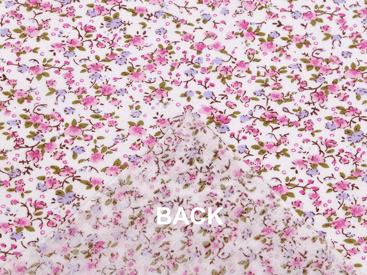 Țesătură de bumbac cu flori mărunte - Roz deschis (1 Metru)