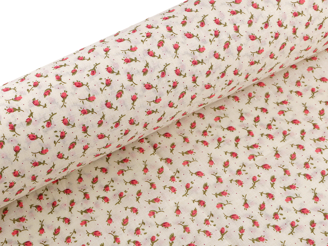 Țesătură de bumbac cu flori mici - Crem deschis (1 Metru)