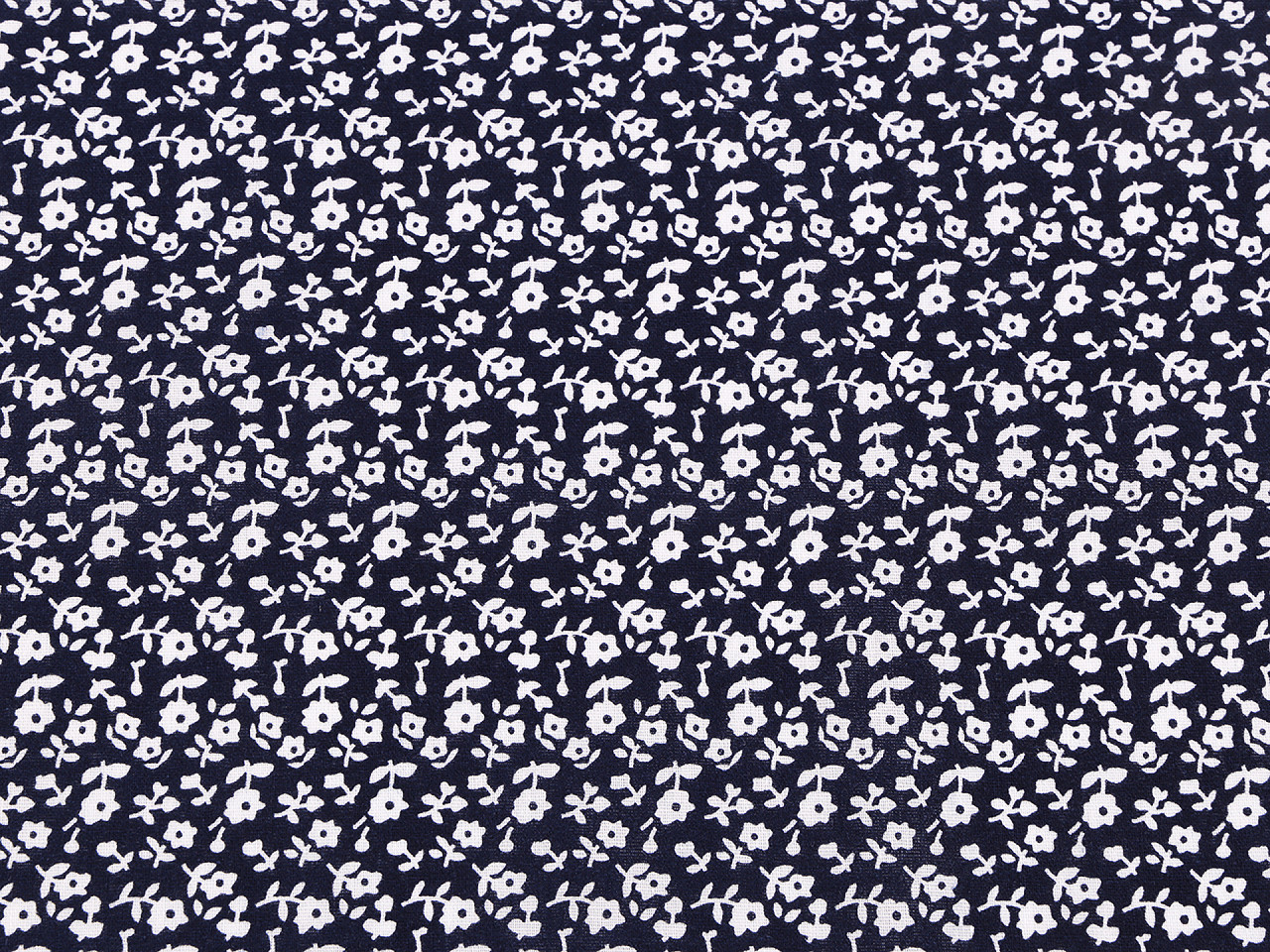 Țesătură de bumbac / pânză imprimeu flori mici - Albastru închis (1 Metru)