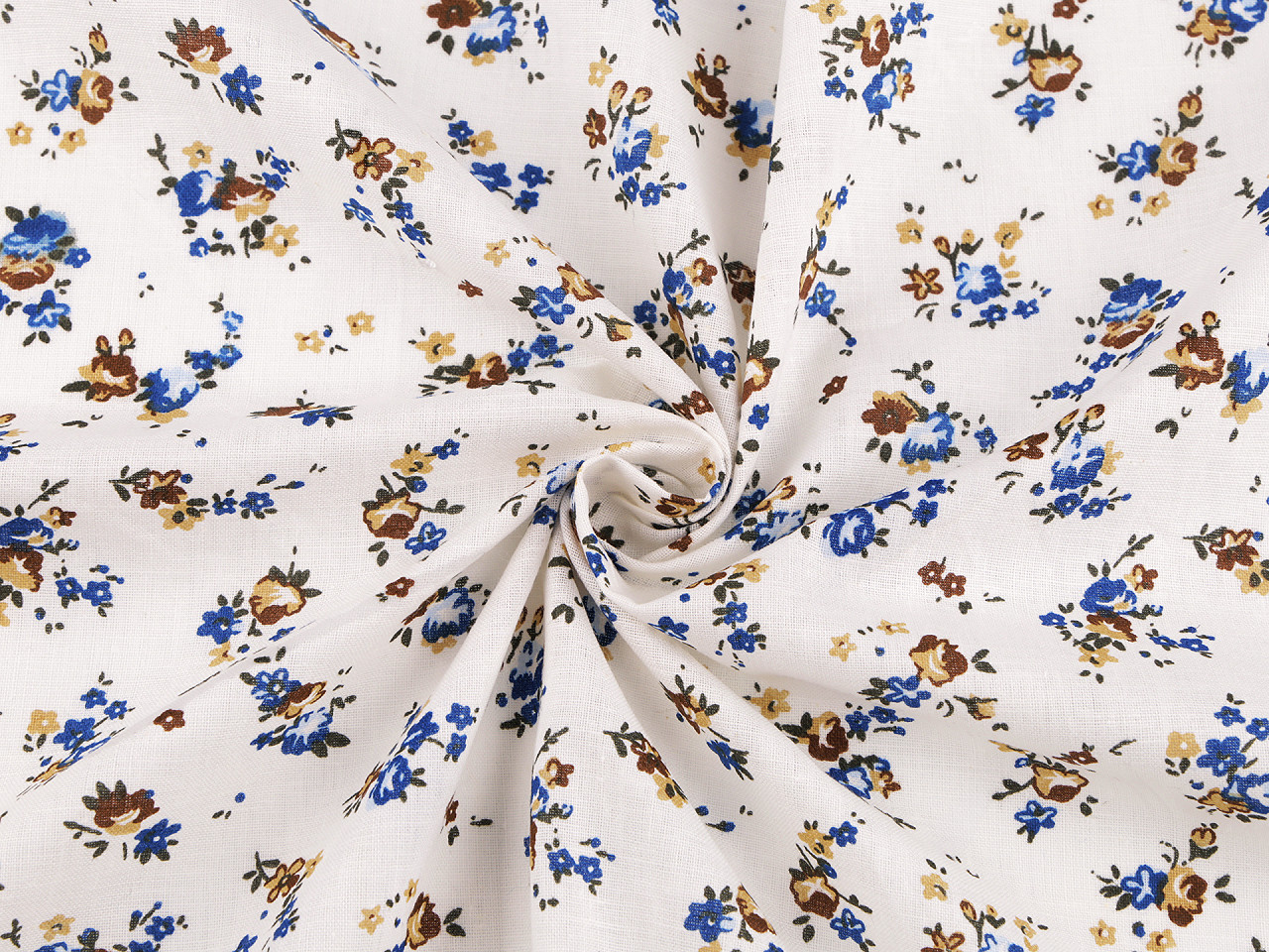 Țesătură de bumbac / pânză cu flori mici - Albastru delta (1 Metru)