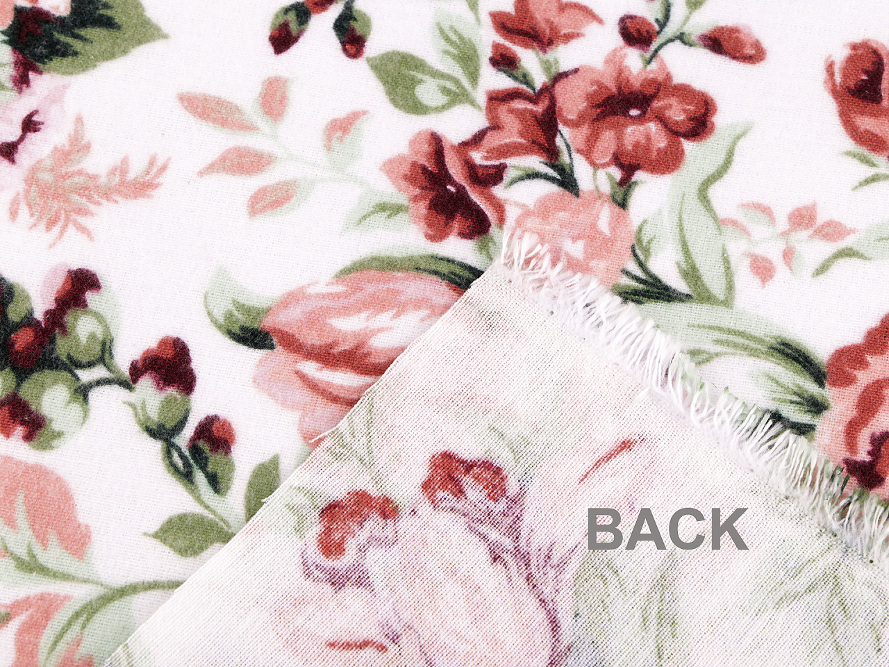 Flanel de bumbac flori - Roz pudrat (1 Metru)