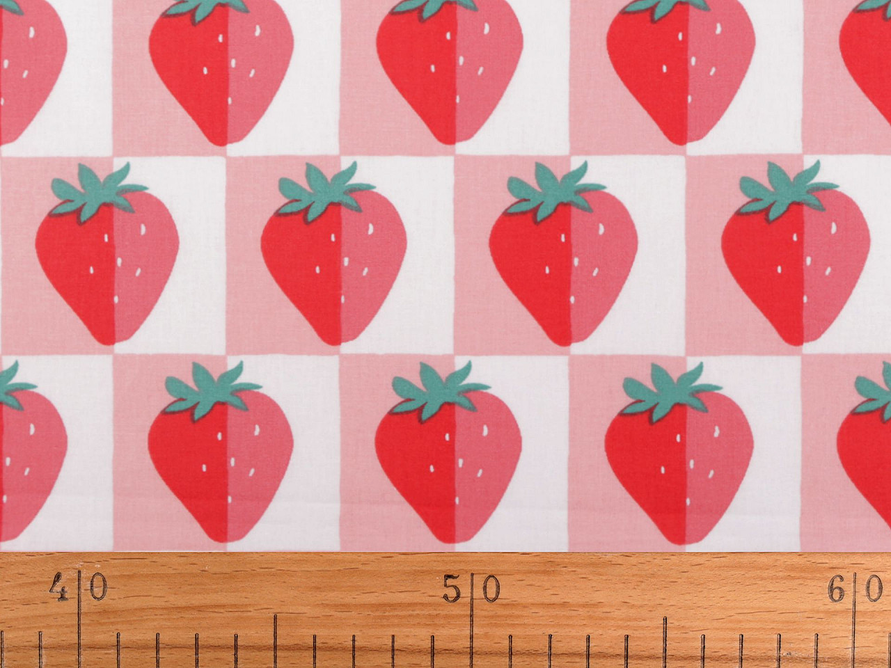 Țesătură de bumbac/pânză căpșuni - Roz (1 Metru)