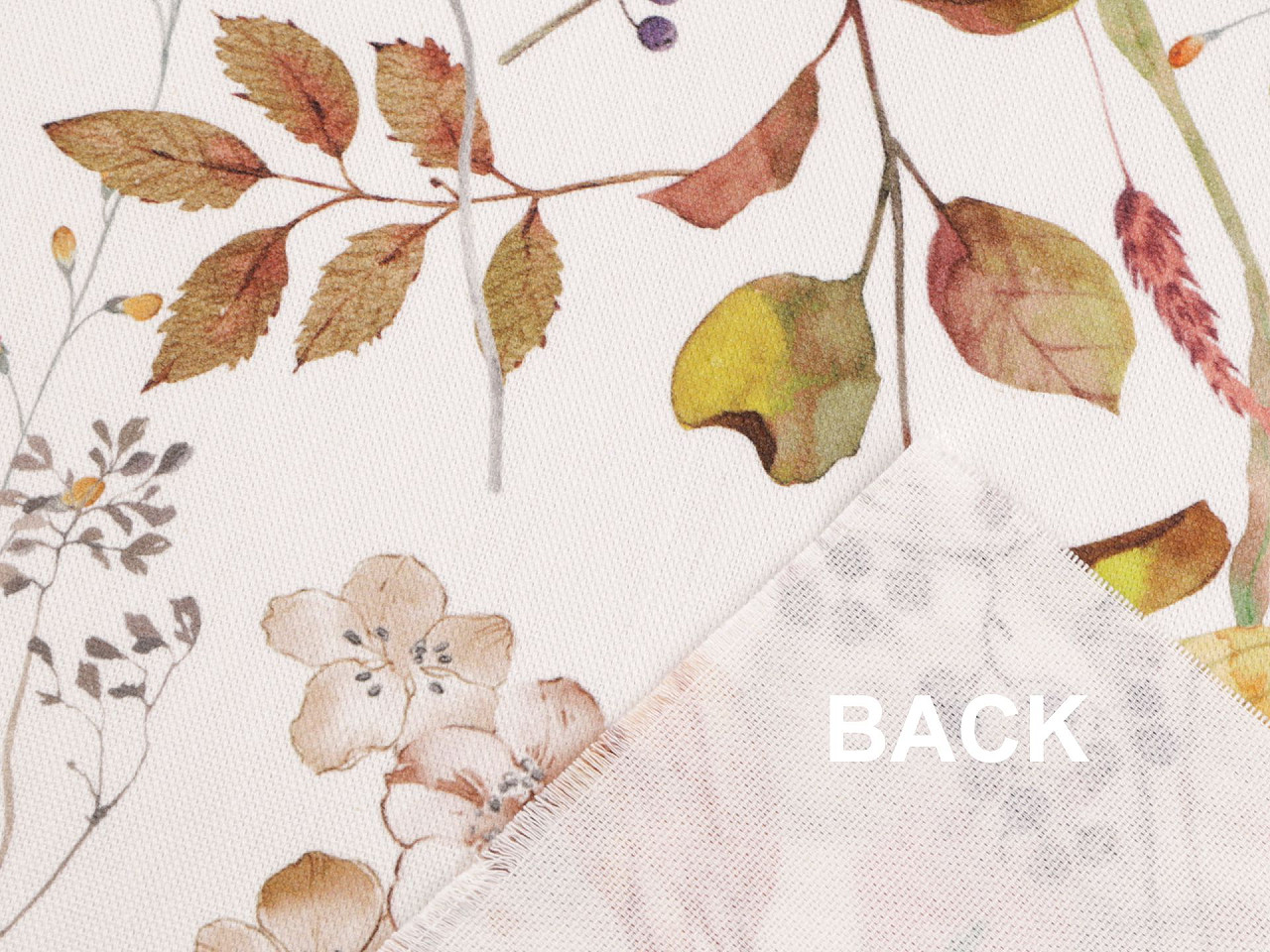 Țesătură din bumbac half panama cu imprimeu digital flori - Roz somon închis (1 Metru)