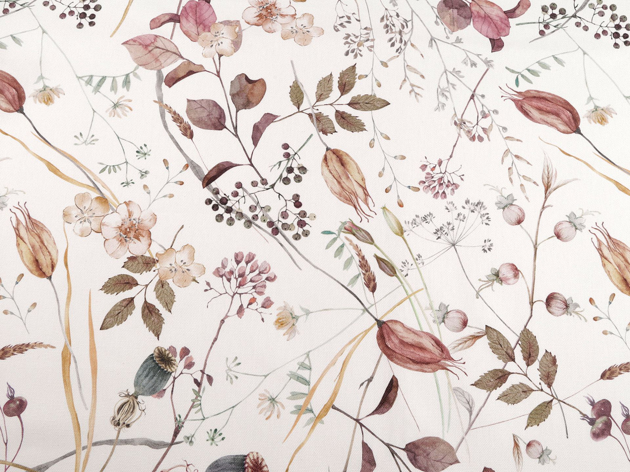 Țesătură din bumbac half panama cu imprimeu digital flori - Roz somon închis (1 Metru)