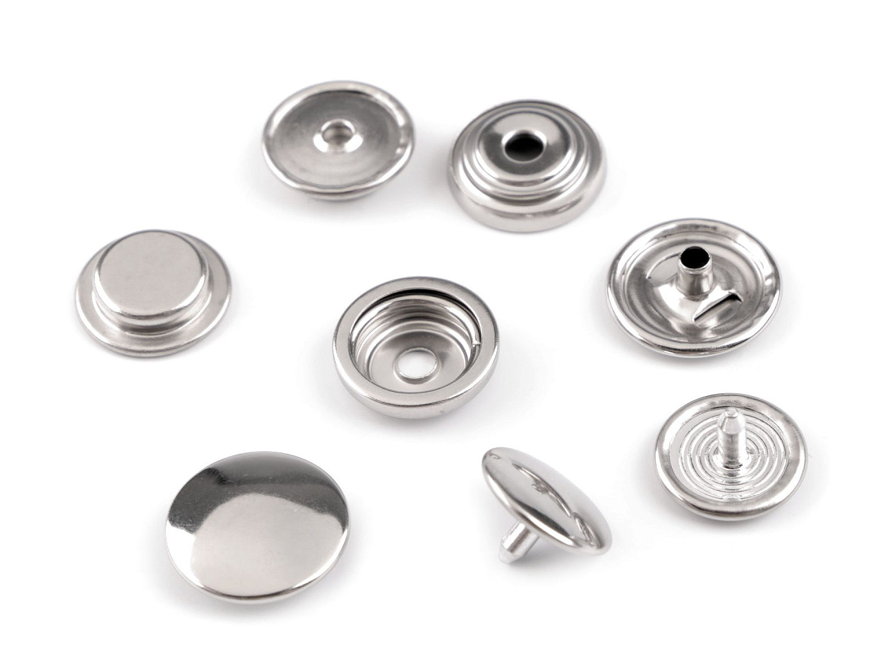 Capse din inox ø15 mm - Nichel (50 Seturi)