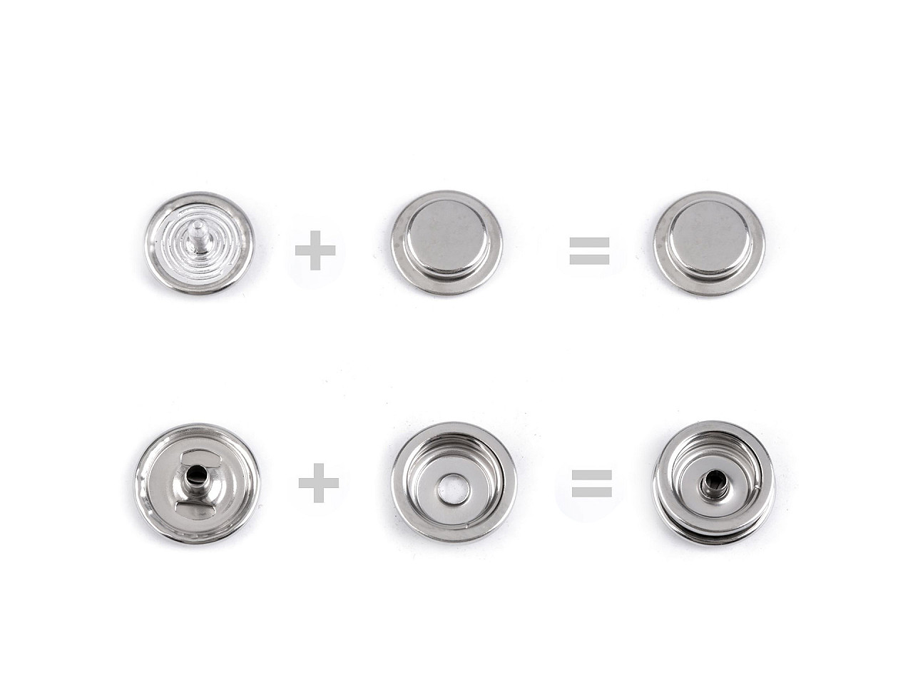 Capse din inox ø15 mm - Nichel (50 Seturi)