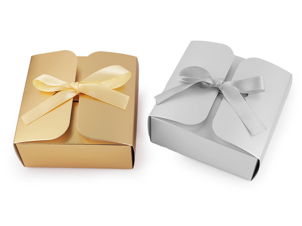 Cutie cadou cu panglică - Argintiu (12 Bucăți)