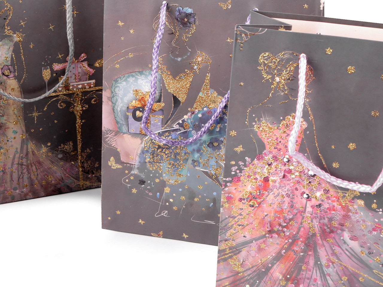 Geantă cadou cu sclipici - Mix (4 Bucăți)