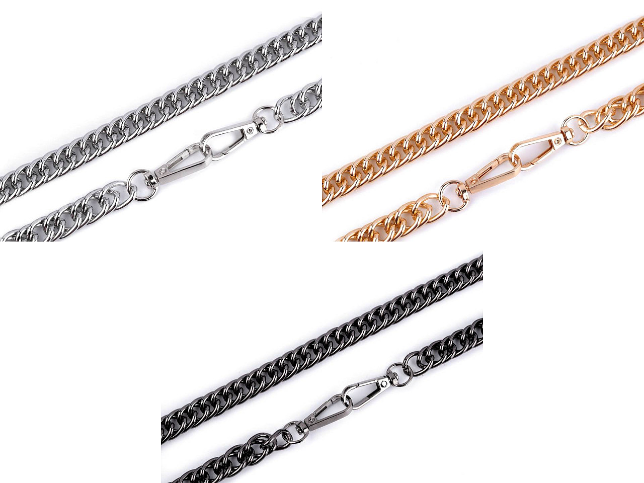 Lant pentru genta cu carabina, lungime 120 cm - Nichel (10 Bucăți)