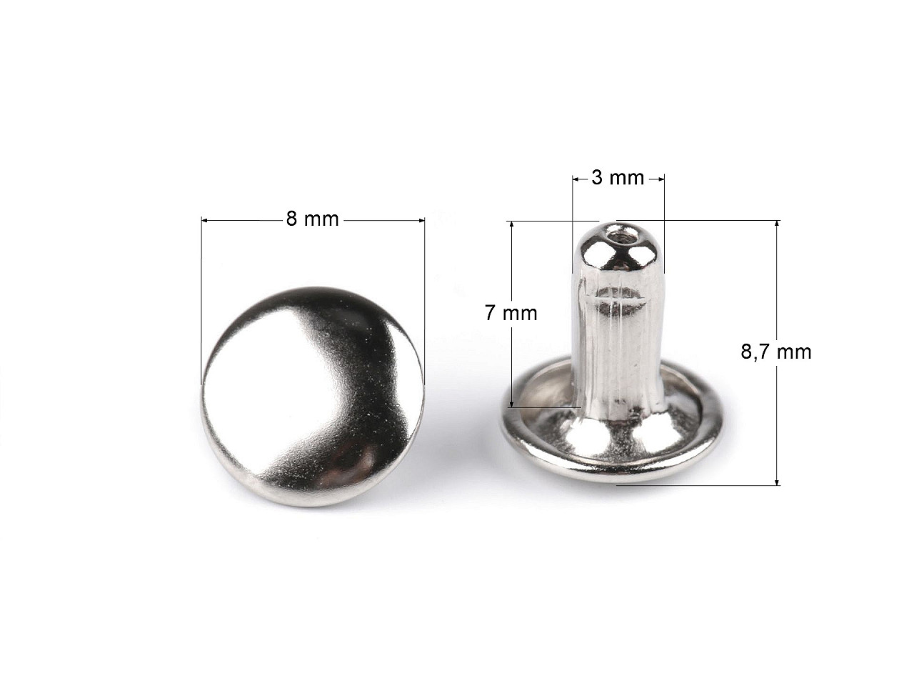 Capse / nituri ø8 mm - Negru (100 Perechi)