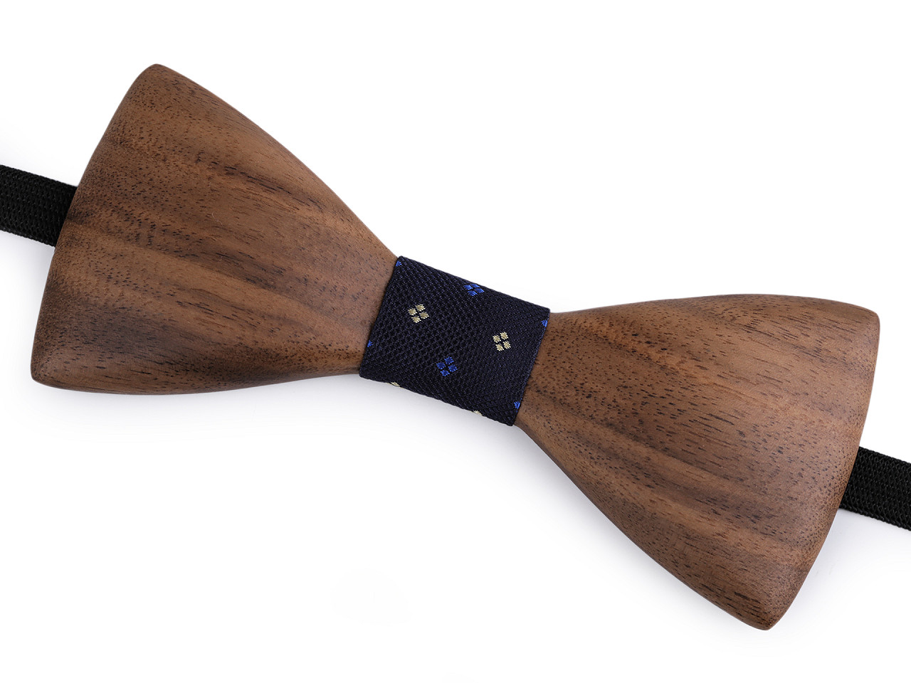 Papion din lemn, flori, mustață, note muzicale - Natural mediu (1 Bucată)