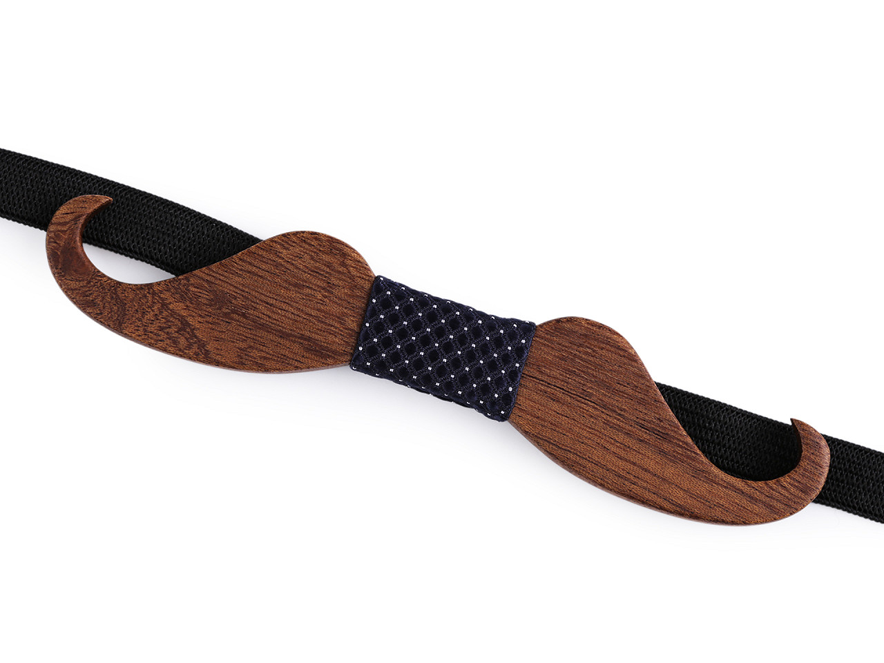 Papion din lemn, flori, mustață, note muzicale - Natural mediu (1 Bucată)