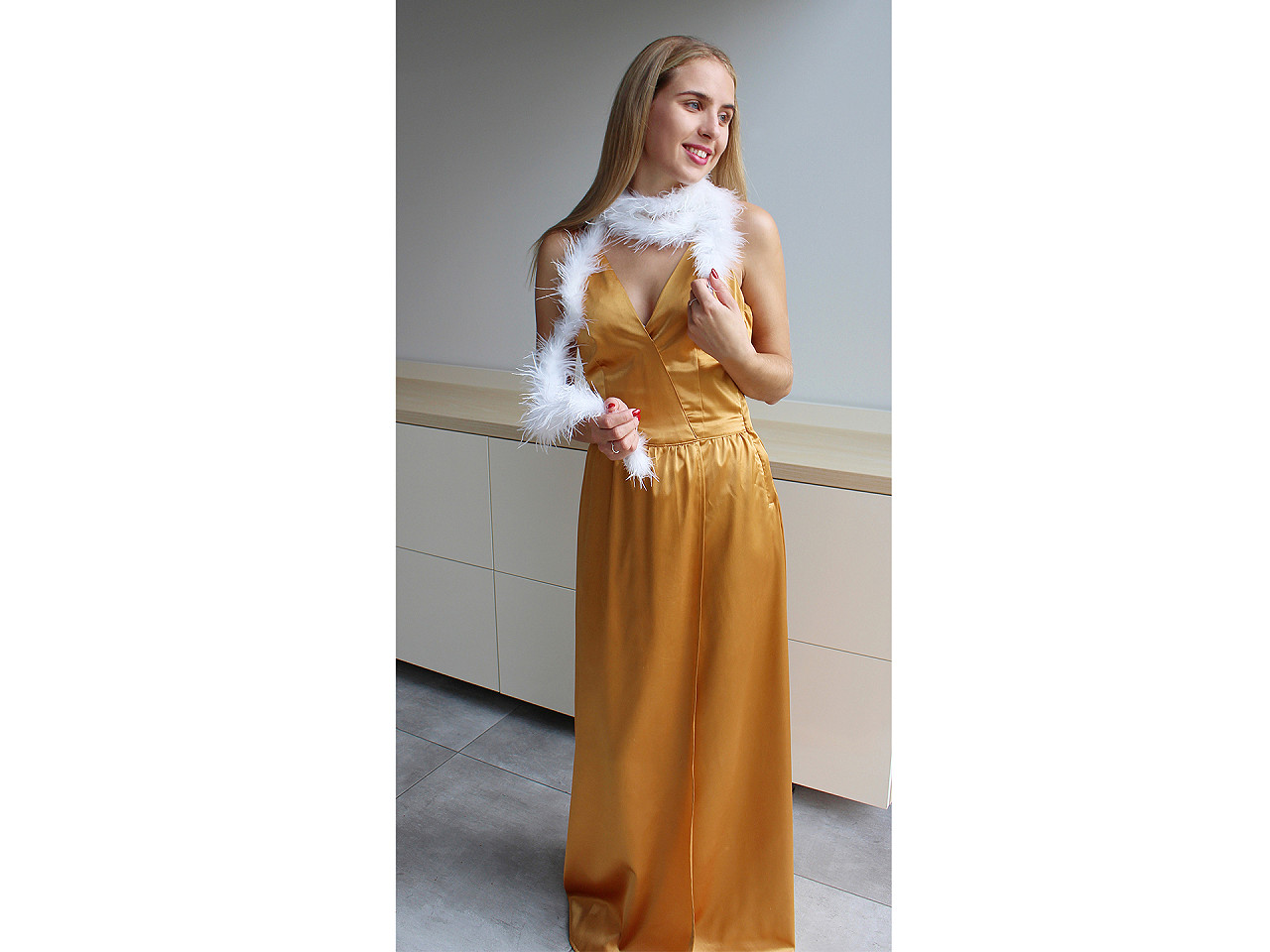 Boa - pene de strut 22 g lungime 1,8 m - Alb (1 Bucată)