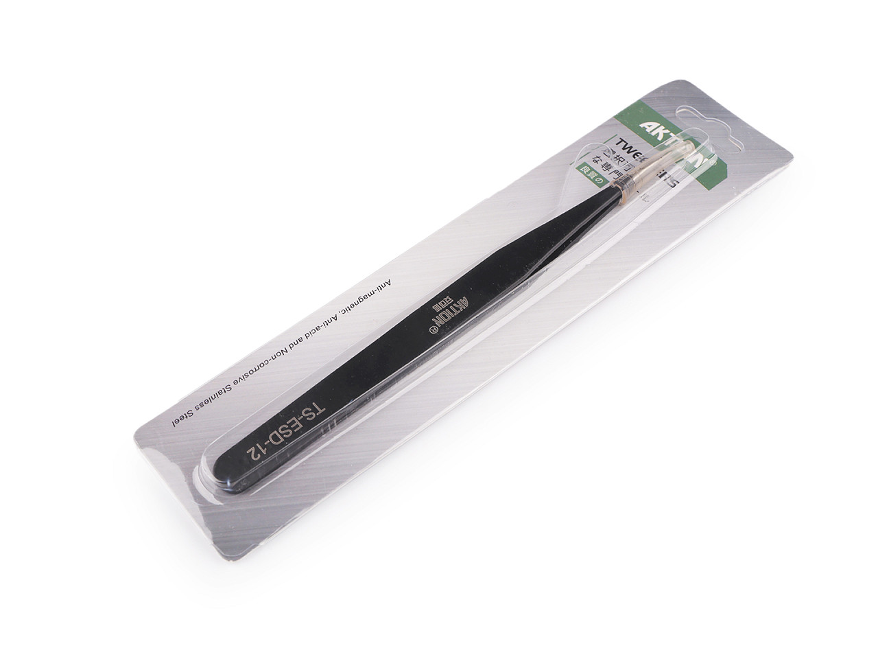 Penseta metalica cu varf subtire, dreapta, curbata, 13,5 cm - Negru (1 Bucată)