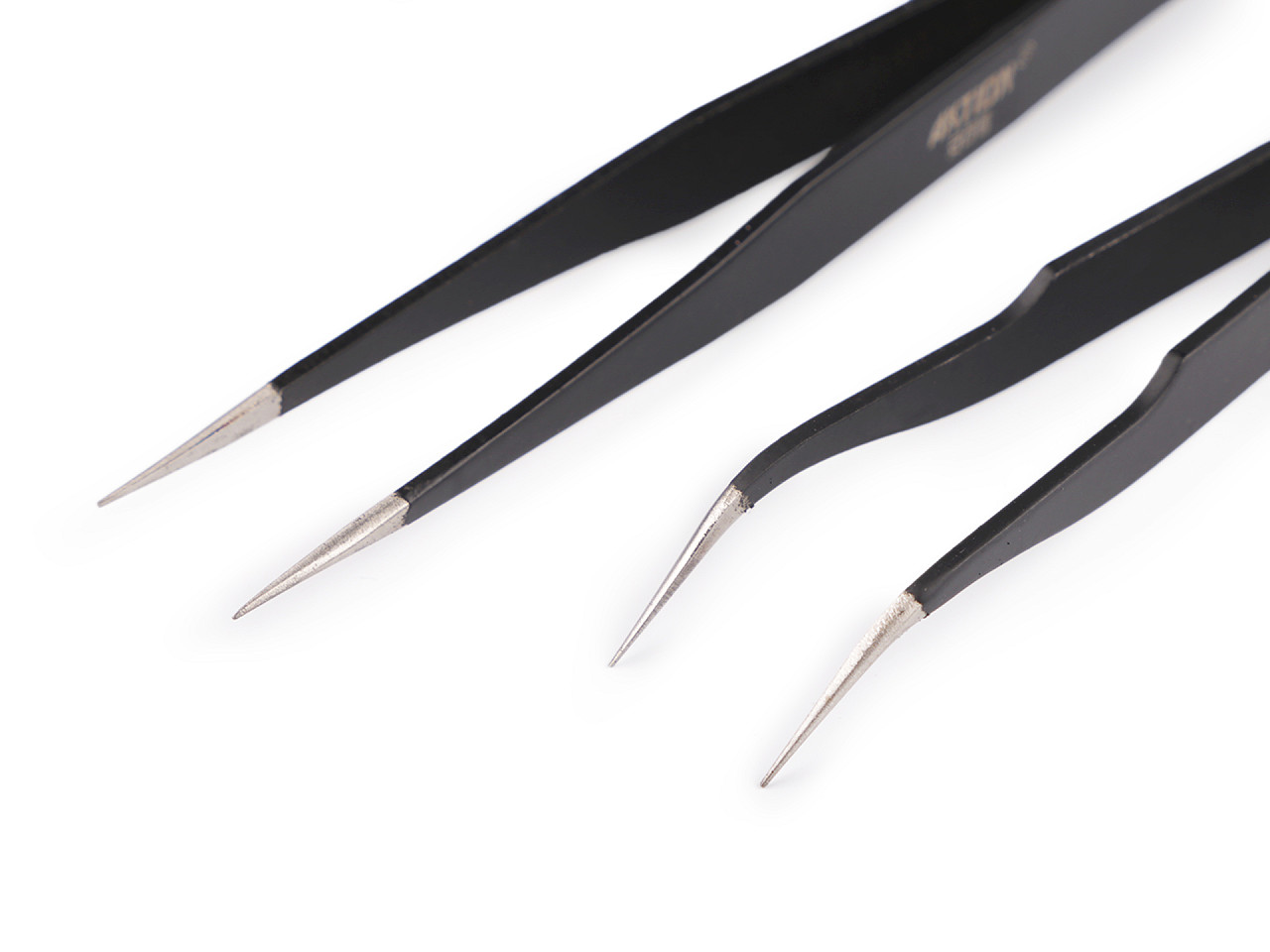 Penseta metalica cu varf subtire, dreapta, curbata, 13,5 cm - Negru (1 Bucată)